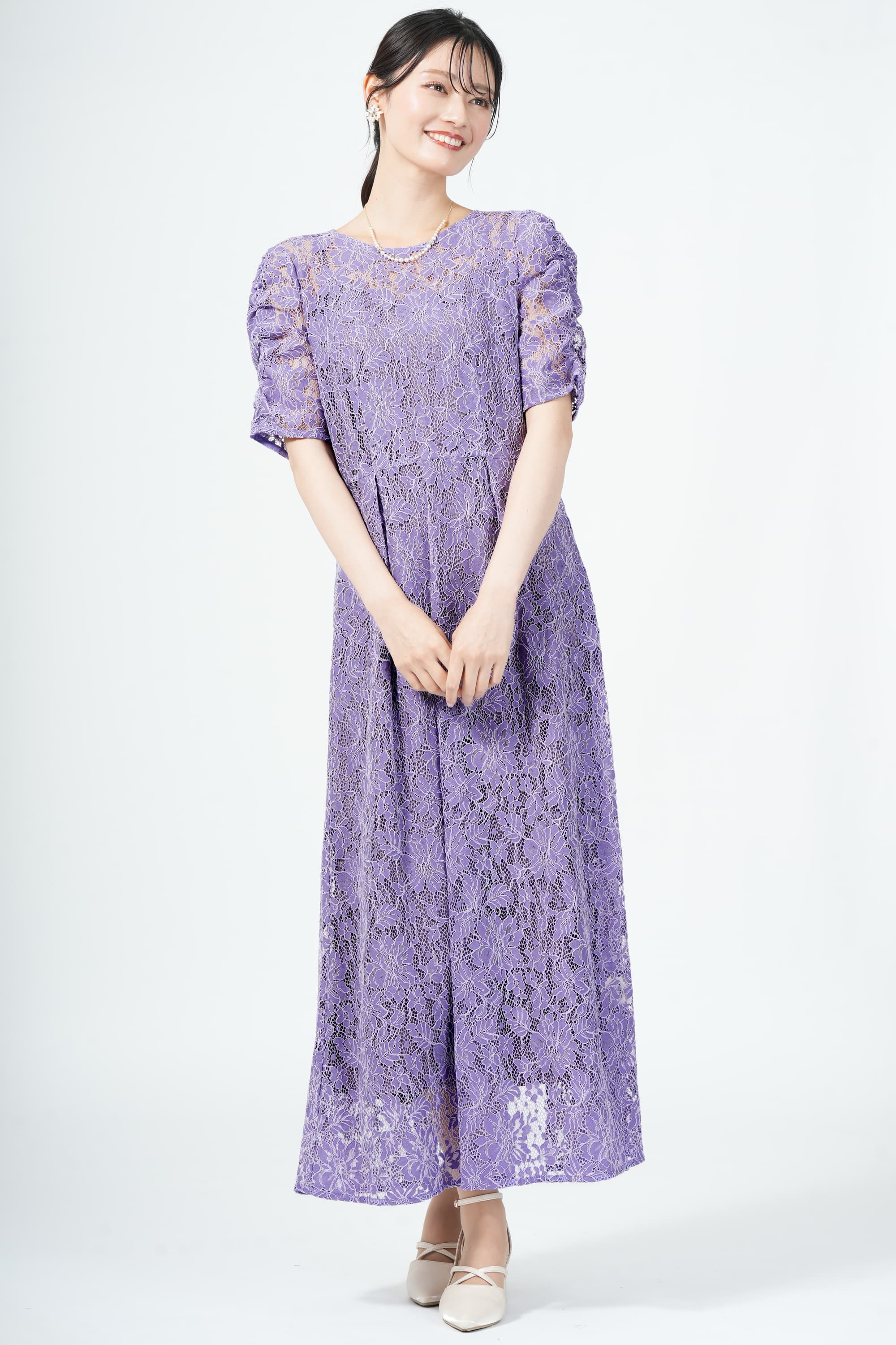 エプロンレースパープルドレス