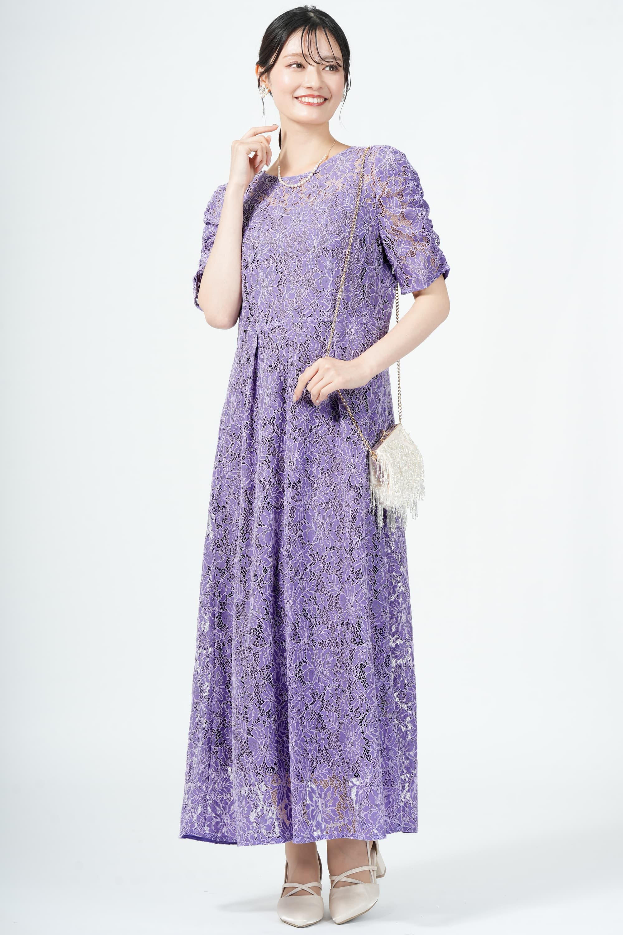 エプロンレースパープルドレス