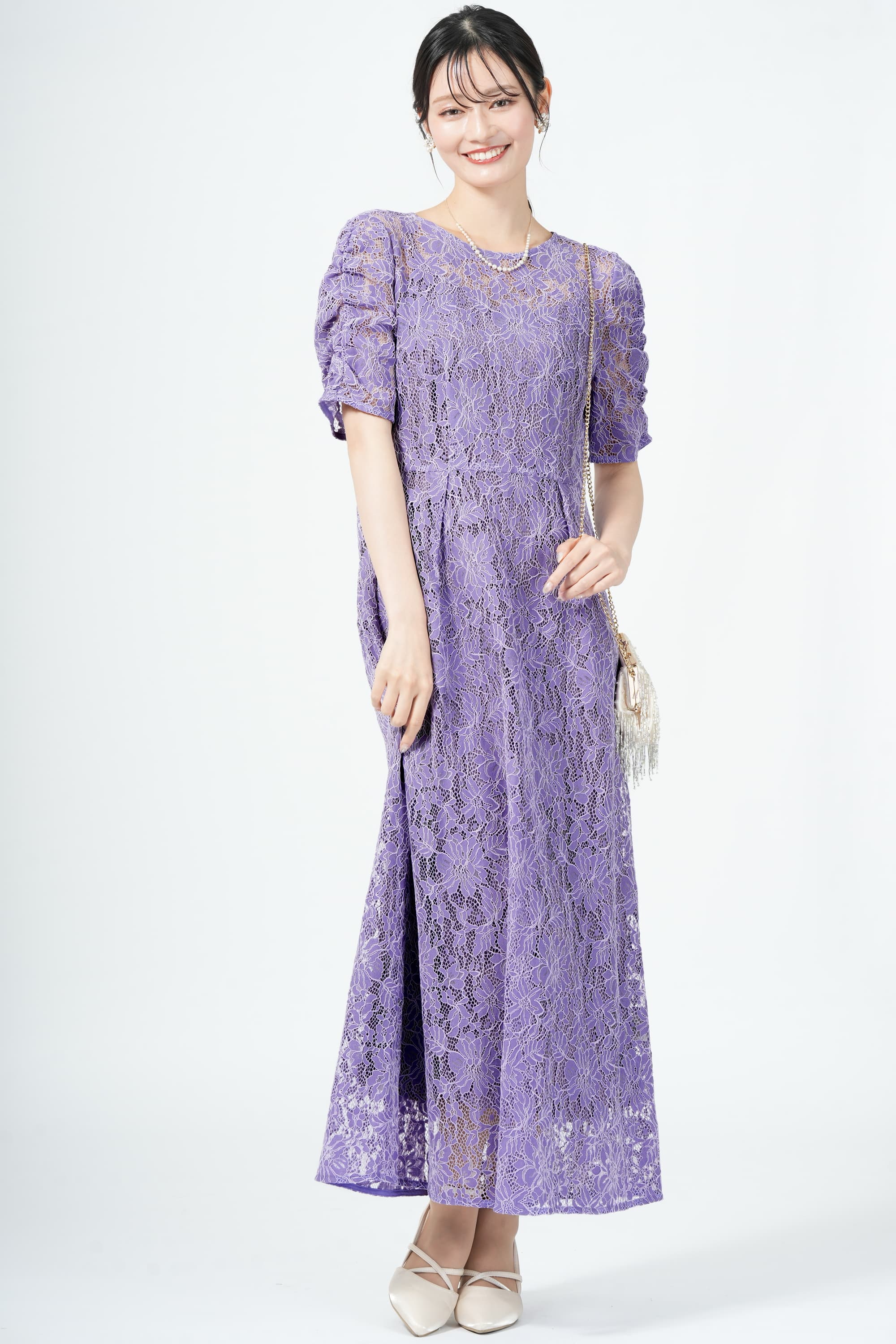 エプロンレースパープルドレス