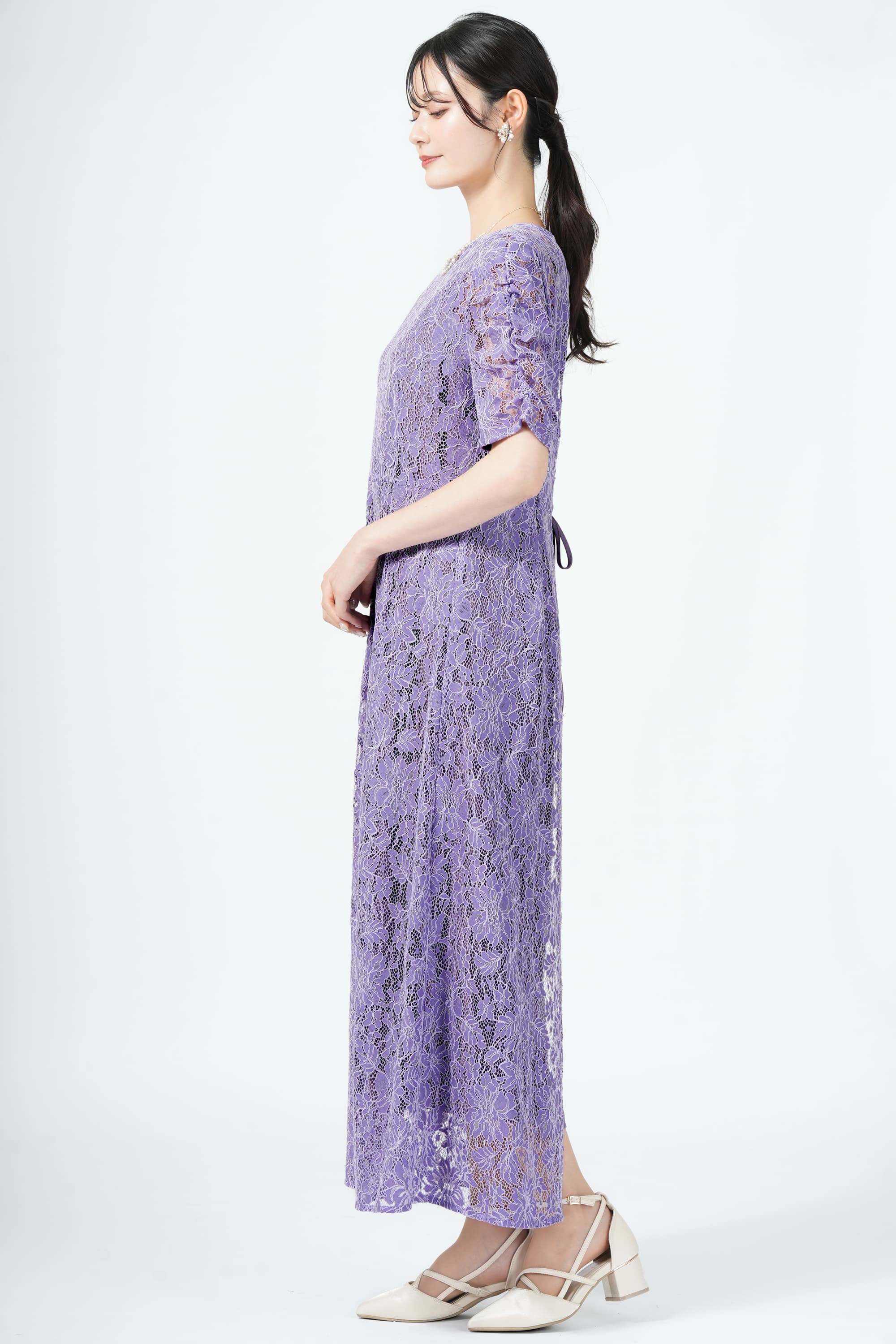 エプロンレースパープルドレス