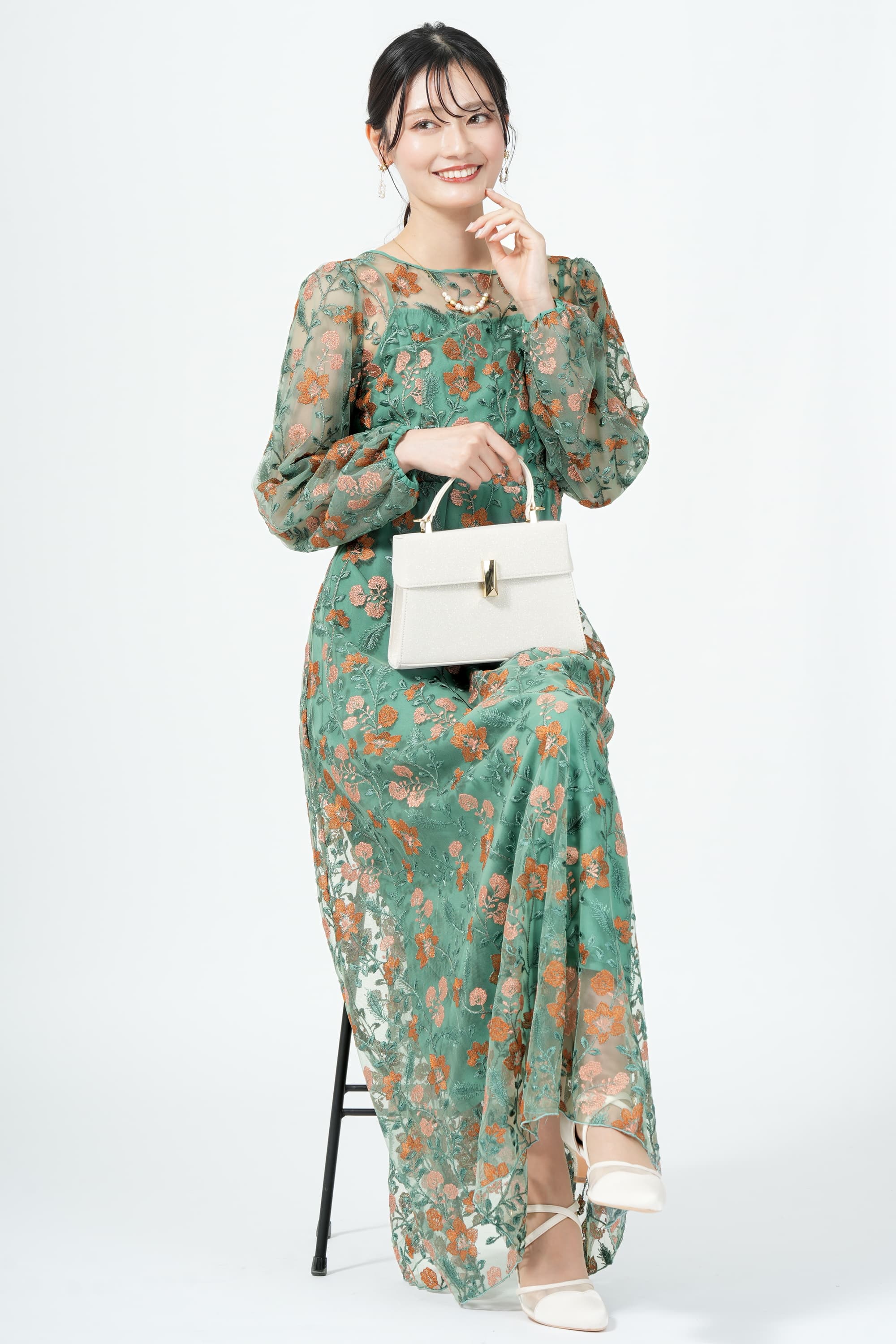 カスタネ　オケージョンドレス　フラワーモチーフドレス　サイズ1 オケージョンドレス/結婚式/裏地付き】flower motif tulle dress