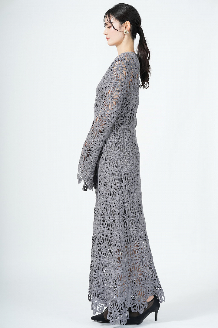 フラワー柄パッチワーク風レースグレードレス