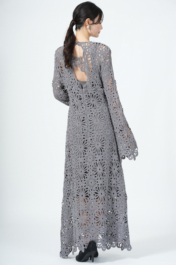 フラワー柄パッチワーク風レースグレードレス