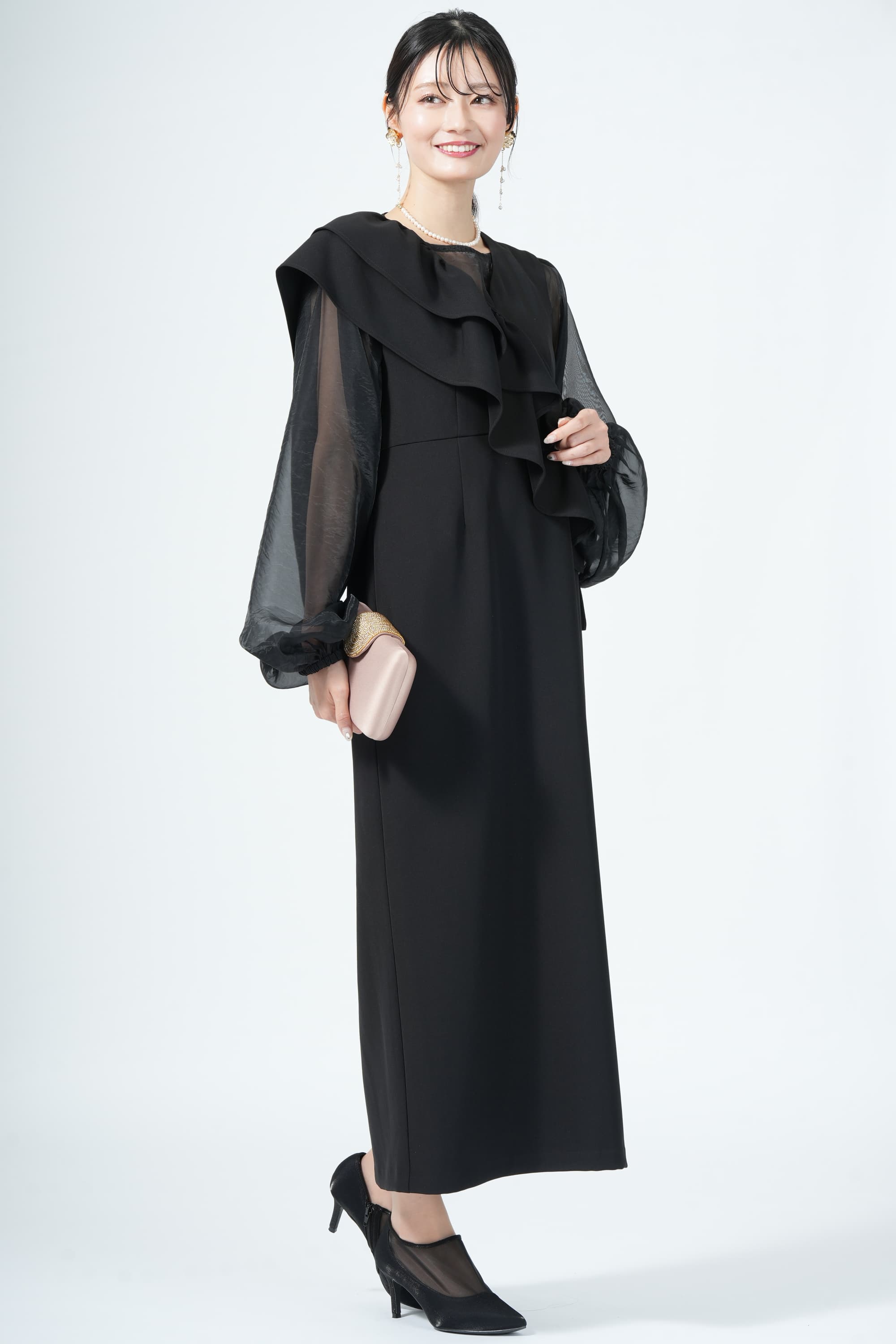 メタルフラワーゴールドイヤリング