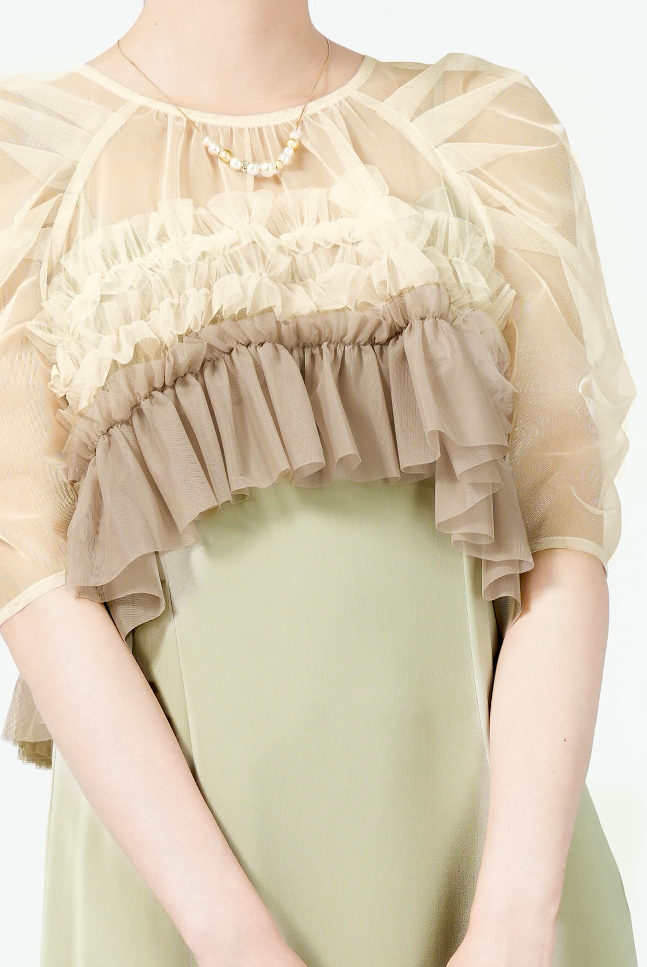 lerure リルアー スリーブレススカラップドレス ミントグリーン LE