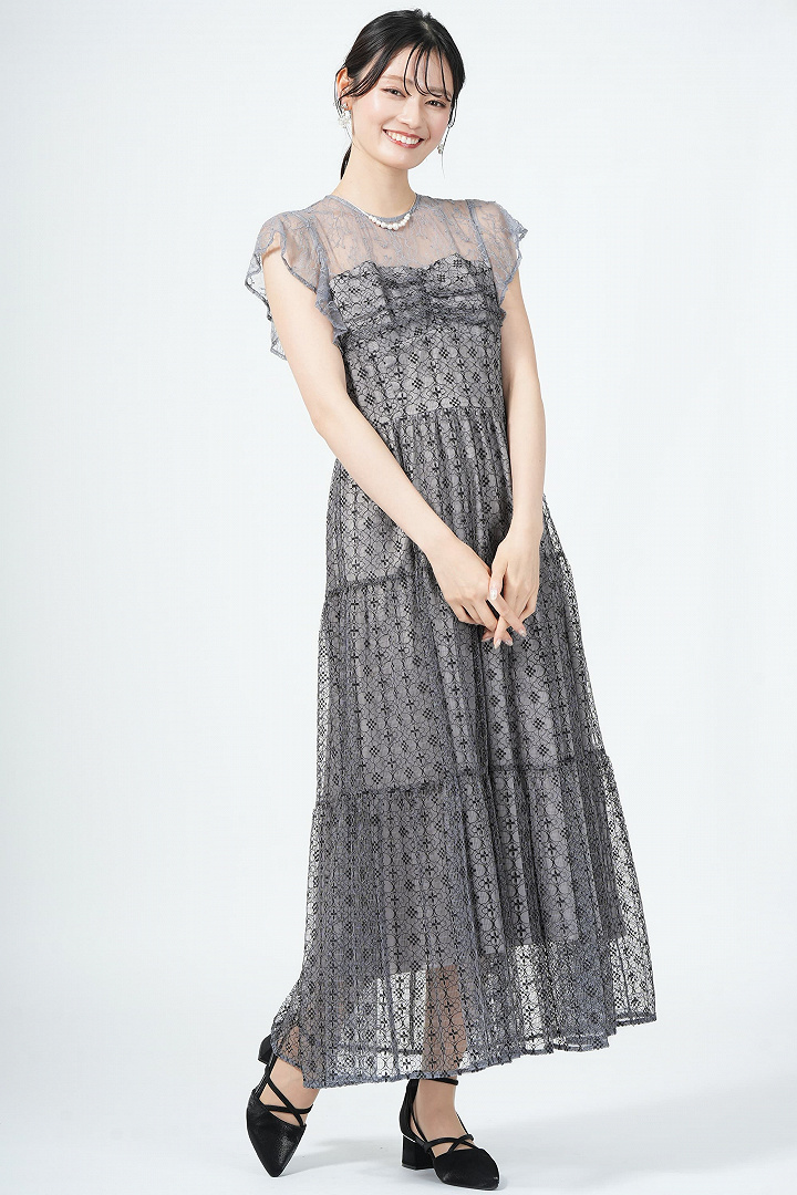 リバー×タイル調レースコンビネーションブルードレス