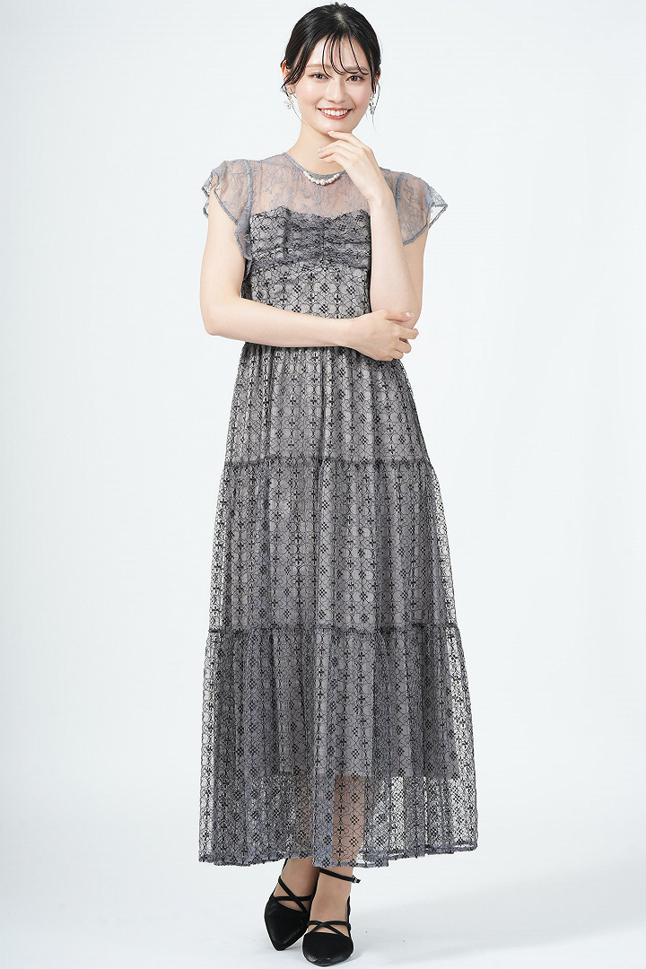 リバー×タイル調レースコンビネーションブルードレス