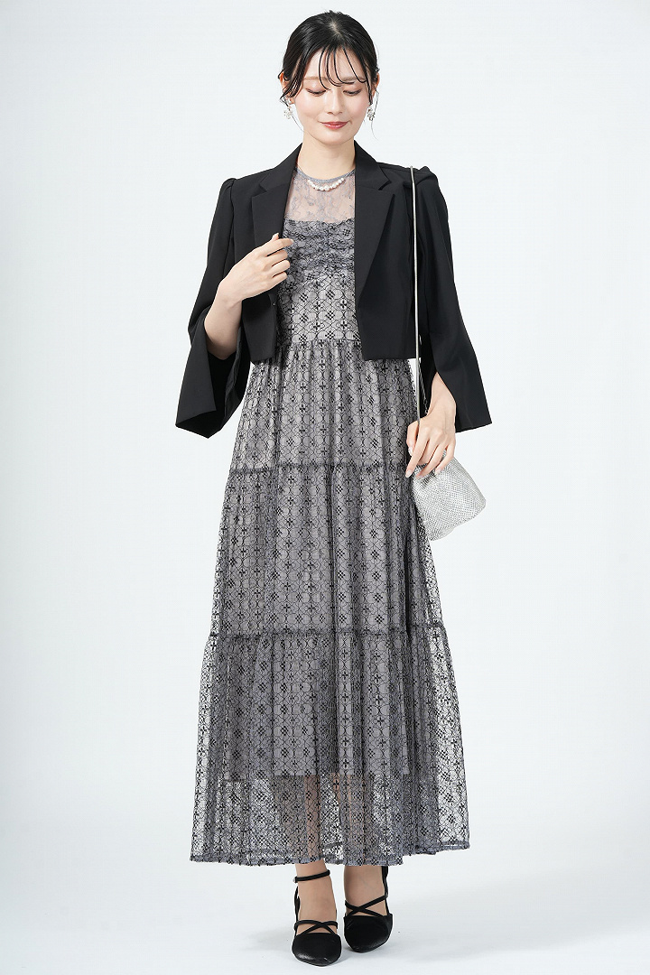 リバー×タイル調レースコンビネーションブルードレス