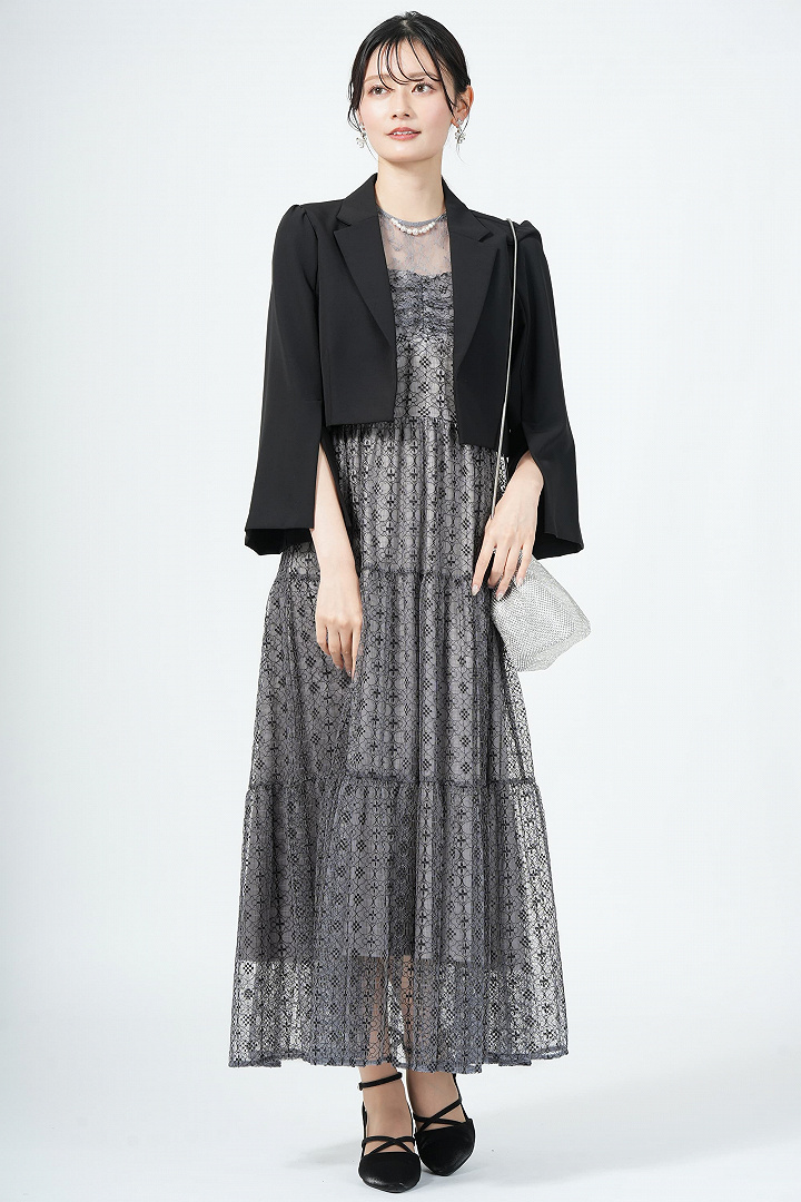 リバー×タイル調レースコンビネーションブルードレス