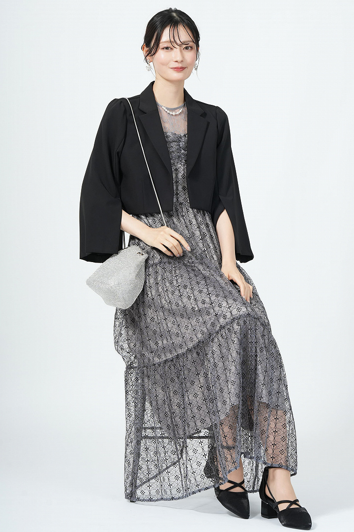 リバー×タイル調レースコンビネーションブルードレス