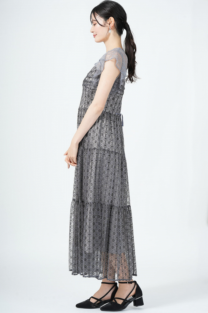 リバー×タイル調レースコンビネーションブルードレス