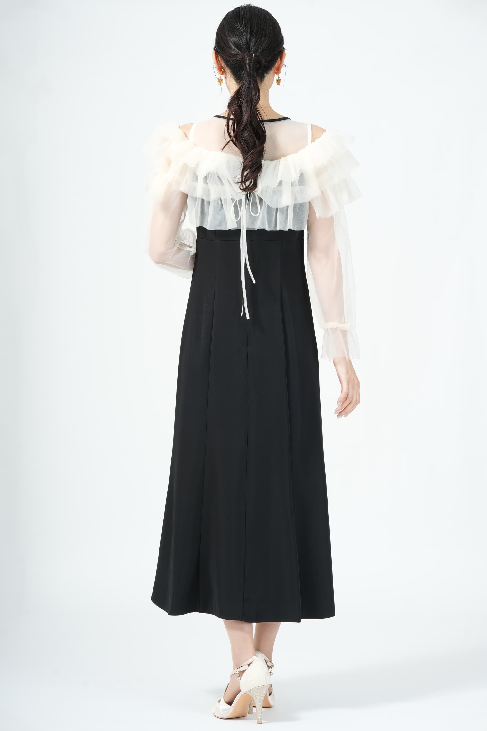 JILLSTUART ギャザー袖フリルボレロブラックドレス (M) を