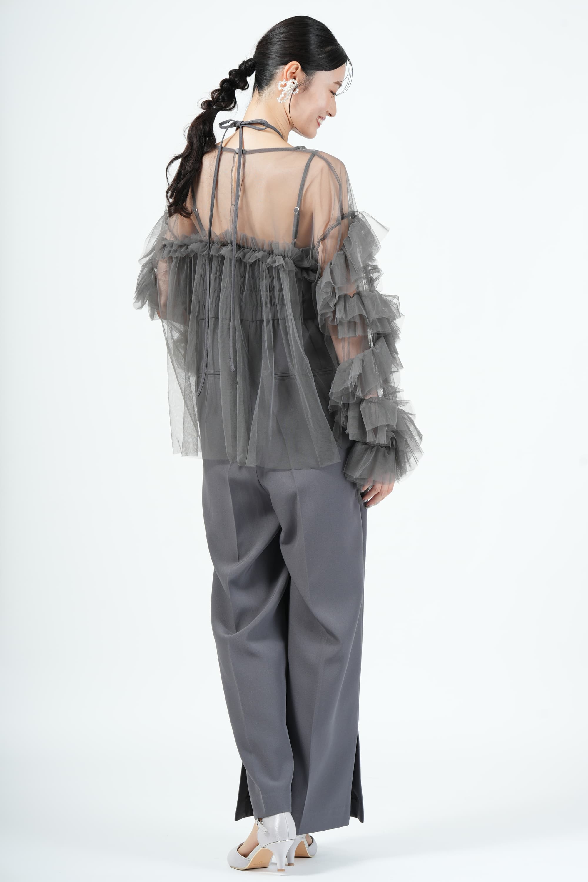 ANDRESD チュール×ダブルクロスチャコールパンツドレス (M) をレンタル