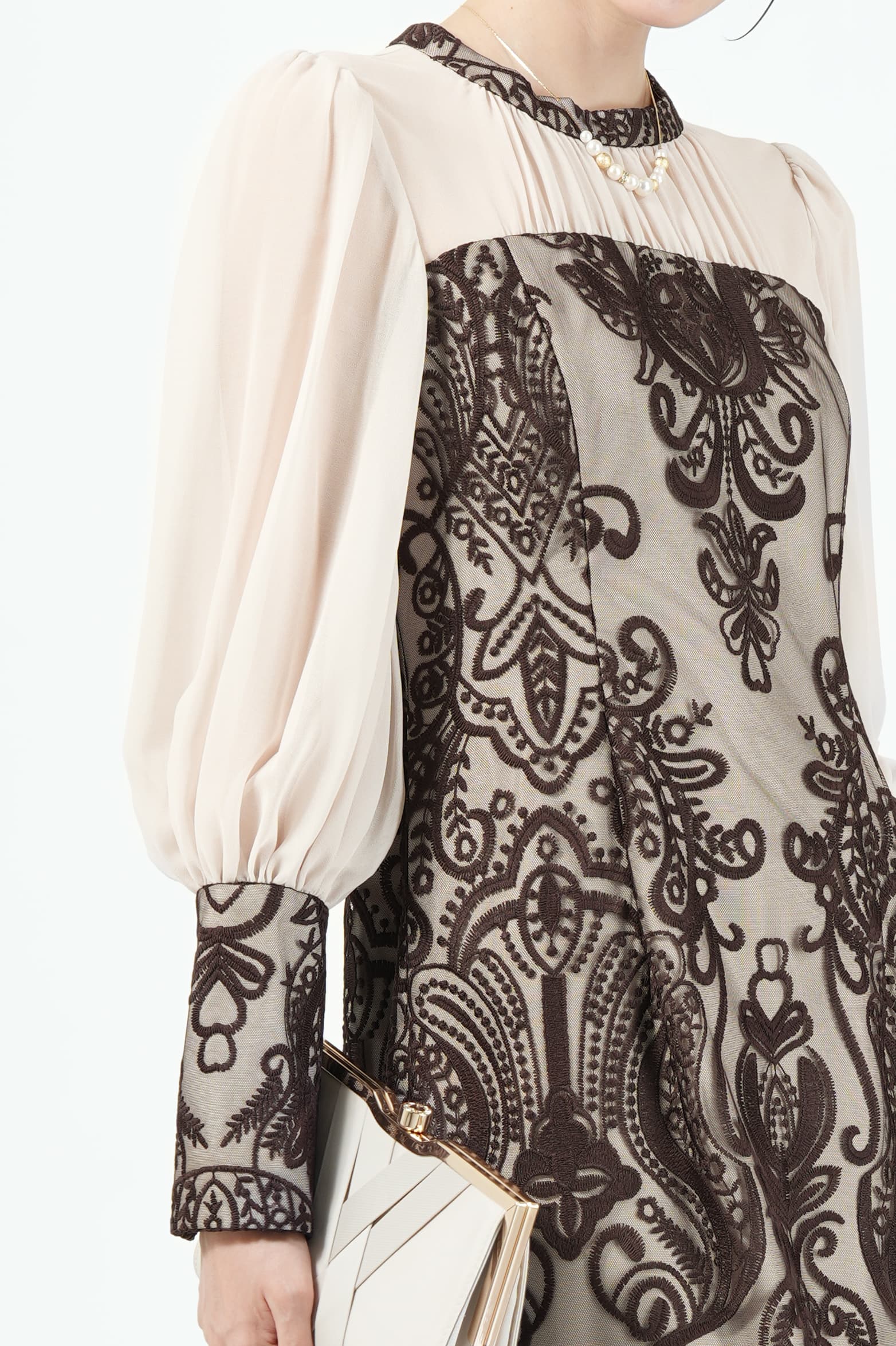 ANDRESD ダマスク柄クラシカルダークブラウンドレス (L) をレンタル