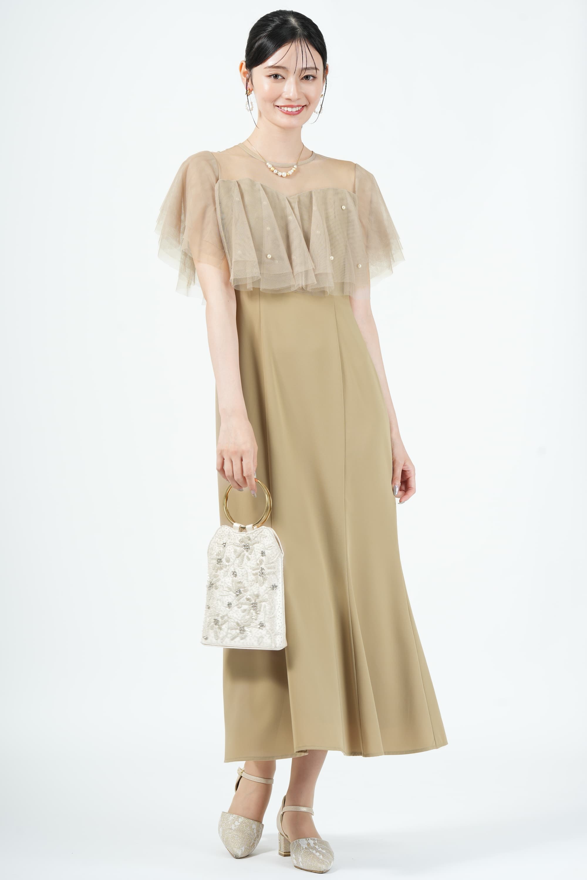 Dorry Doll パールラッフルイエローベージュドレス (M) を