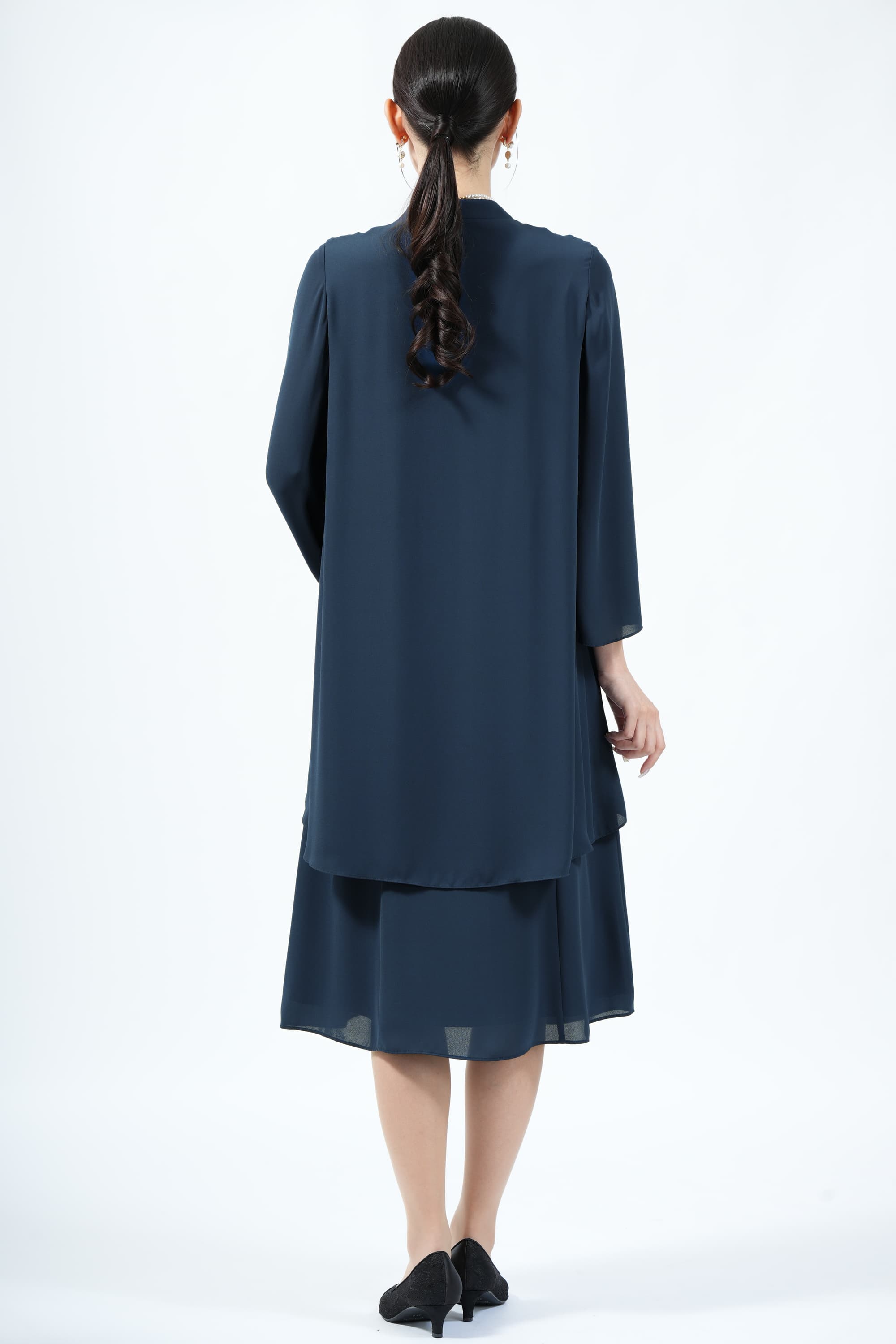 Apploberry 東京ソワール オパールダマスク柄ブルーグリーンドレス (L