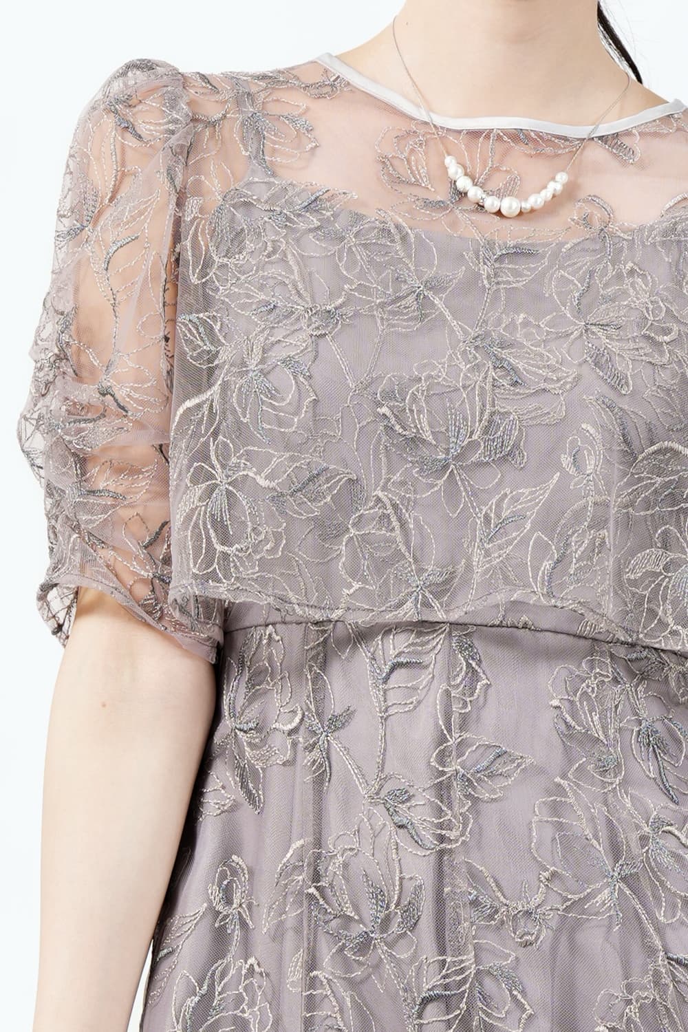 Hermoso luxe レイヤードフローラル刺繍モーブドレス (L) を Hermoso luxe レイヤードフローラル刺繍モーブドレス (L) を