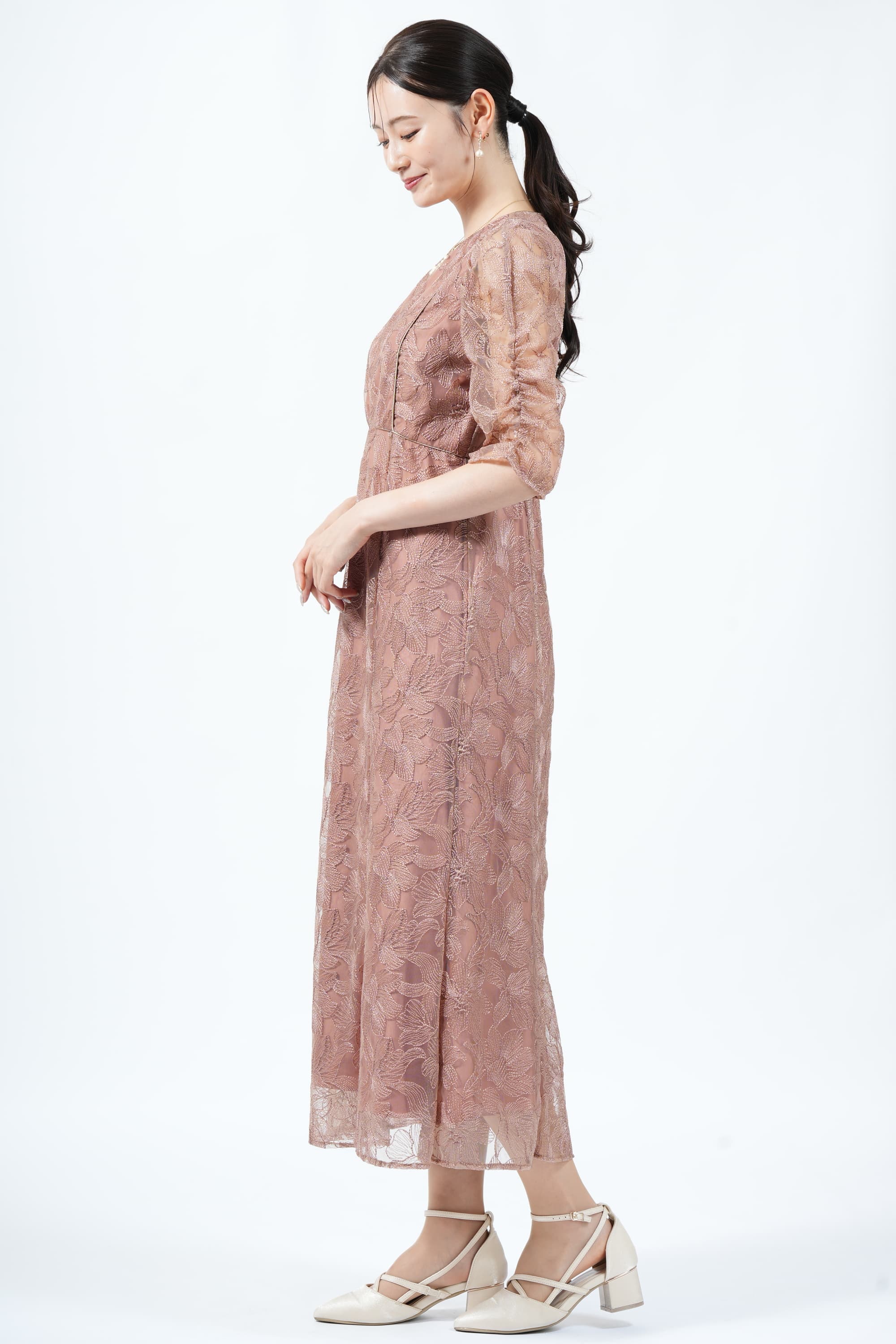 aimer レースマキシドレス コーラル AIMER アマリリス柄レースコーラルドレス (M) をレンタル - 結婚式