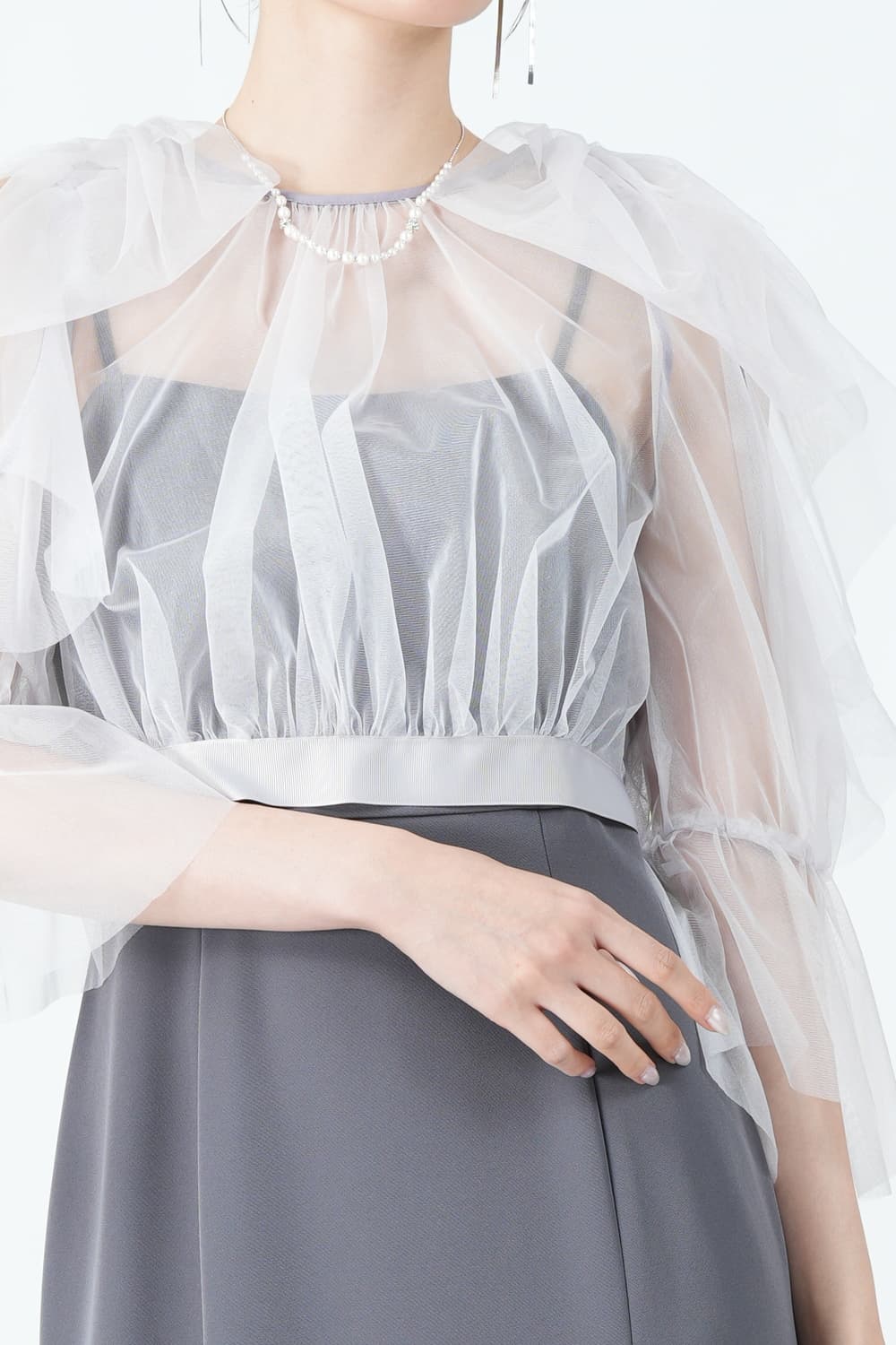 ドレスプロダクション　リボンショルダーフリルドレス　N02 リボンショルダー フリルドレス（N02）