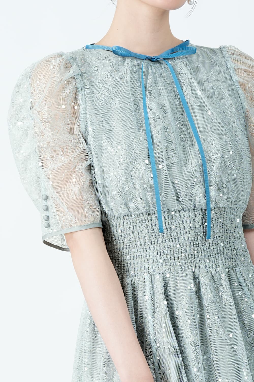 JILLSTUART スパンコール総レースブルードレス (M) をレンタル - 結婚