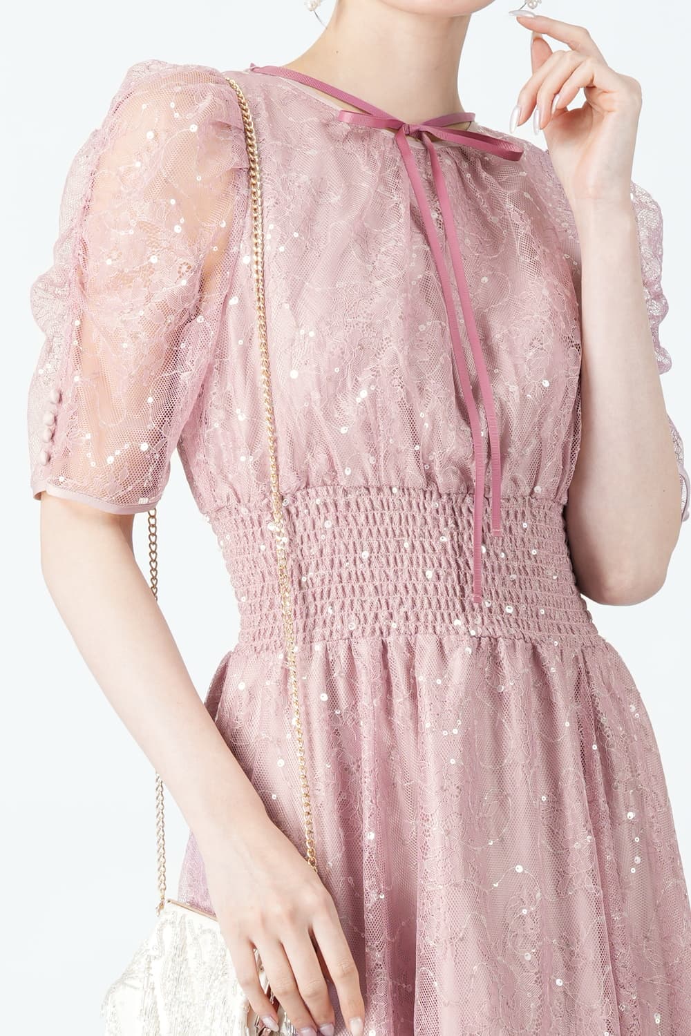 JILL STUART ホールレースワンピース 花柄レース ドレス ピンク