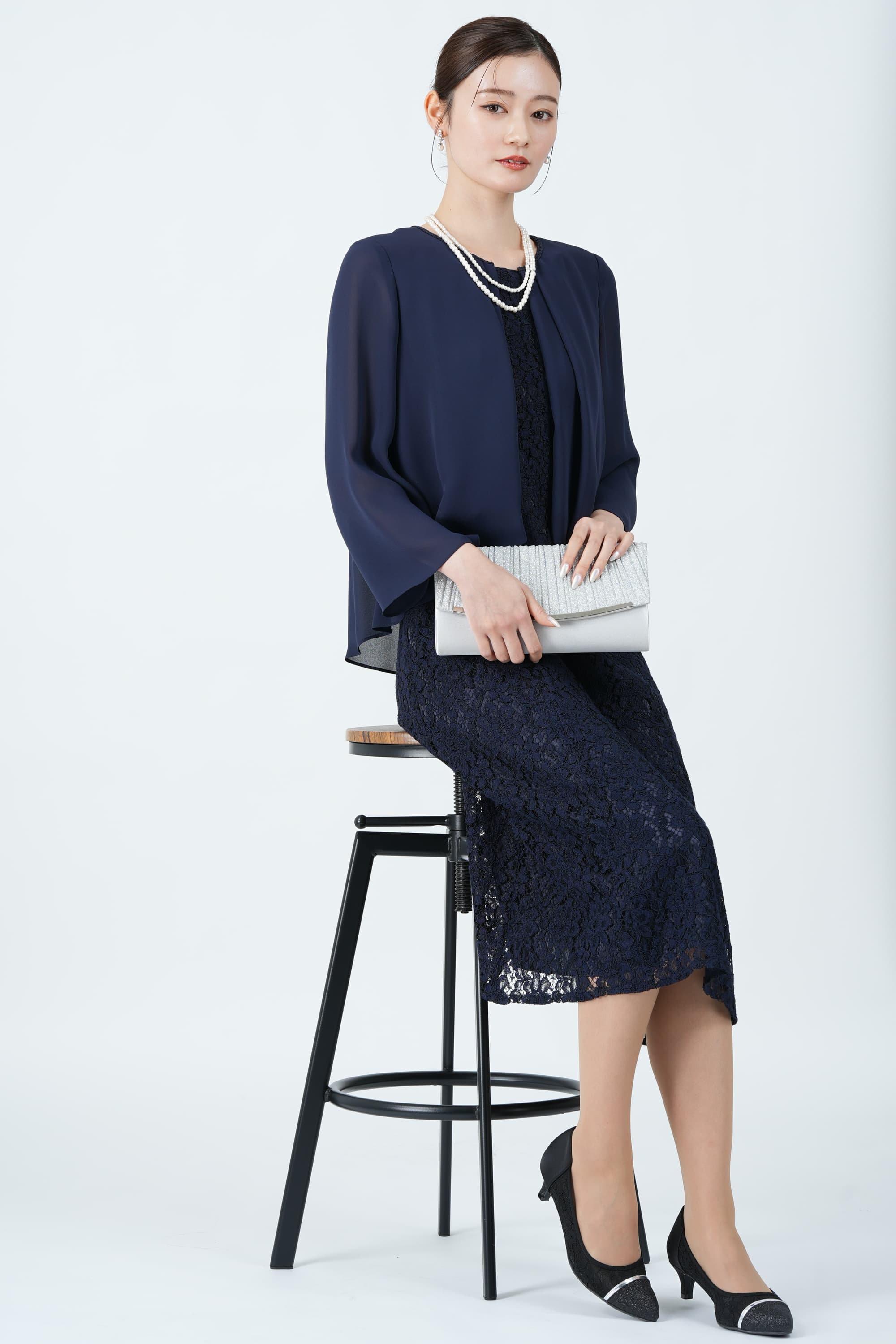 極美品❤️ Apploberry 東京ソワール　ワンピース　レース　ネイビー　M 東京ソワール ワンピース ドレス 結婚式 パーティ 式典