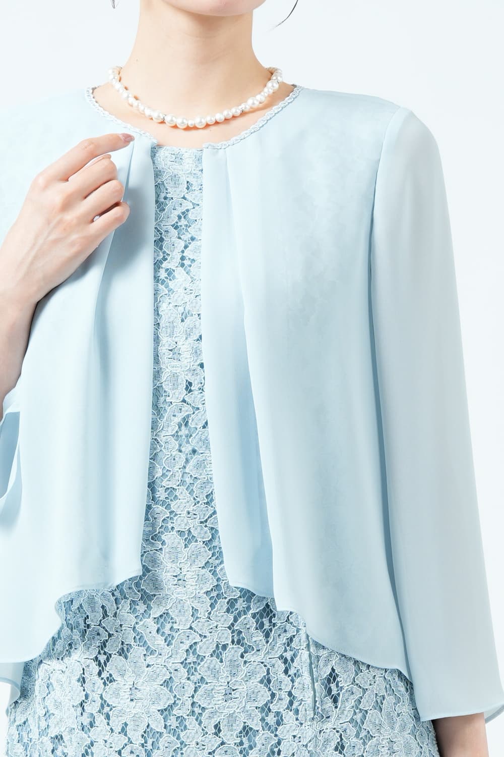 Apploberry 東京ソワール シフォンカバーアップ×総レースブルードレス