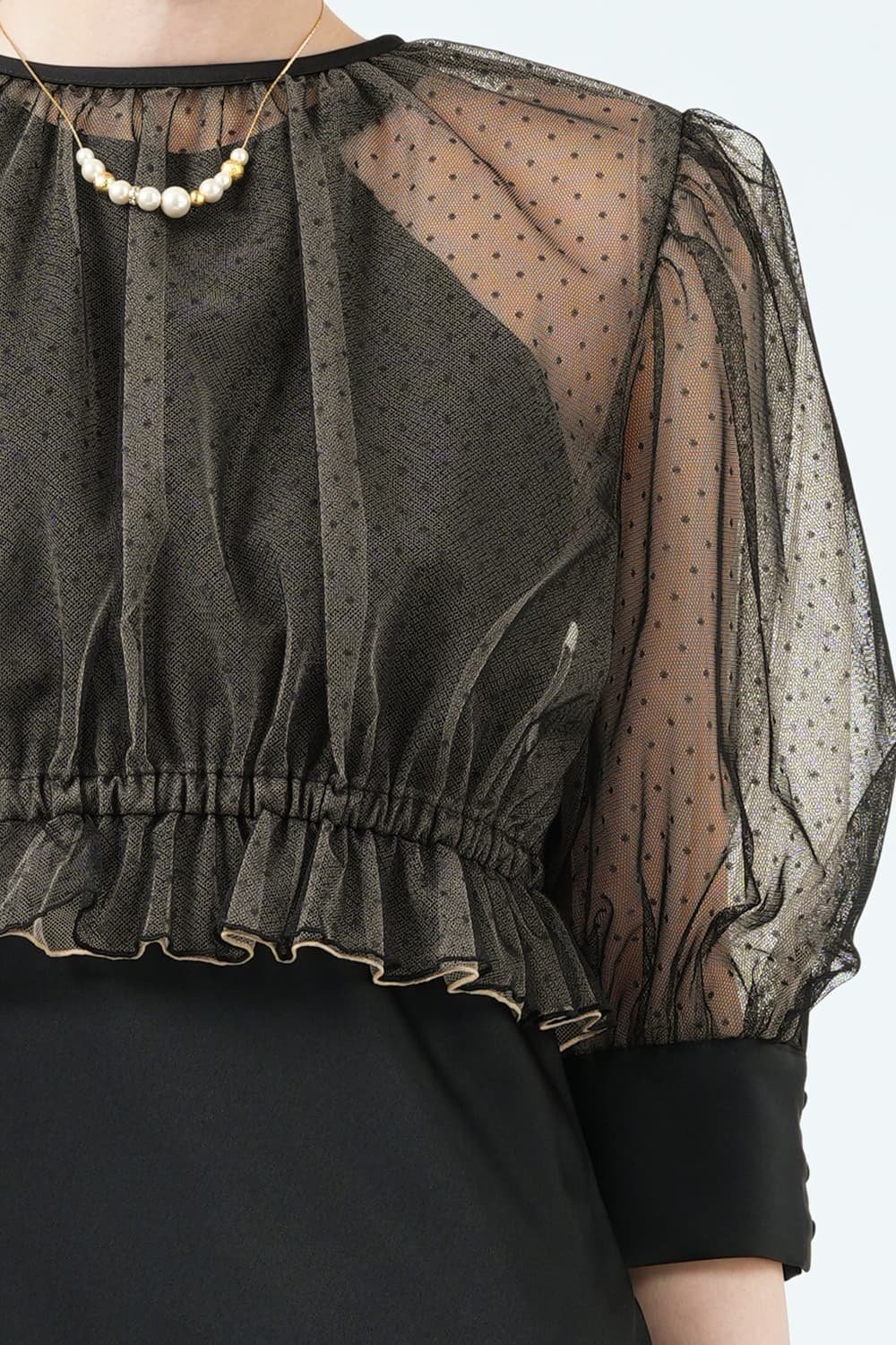 ameri vintage チュールドッキングドレス　Sサイズ✴︎ブラック✴︎ Ameri（アメリ）の「TULLE DOCKING DRESS（ワンピース）」 - WEAR