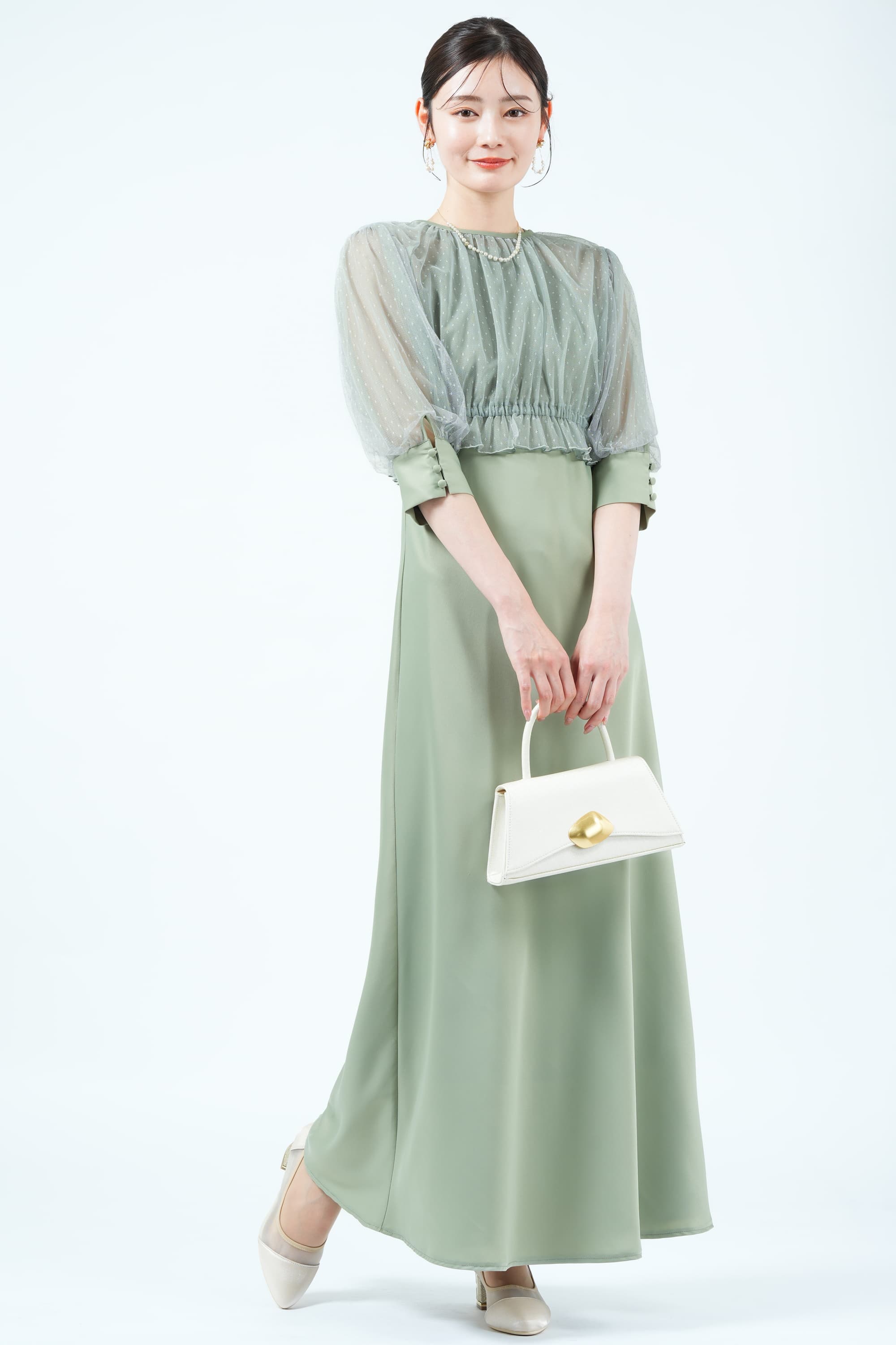 ドット柄チュールアメスリミントドレス