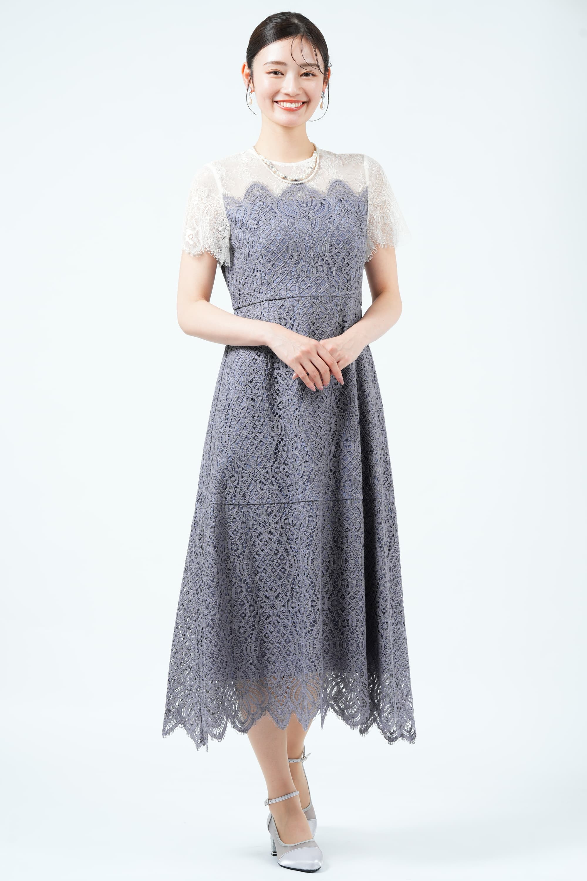 GRACE CONTINENTAL スカラレース切り替えパープルグレードレス (S) を