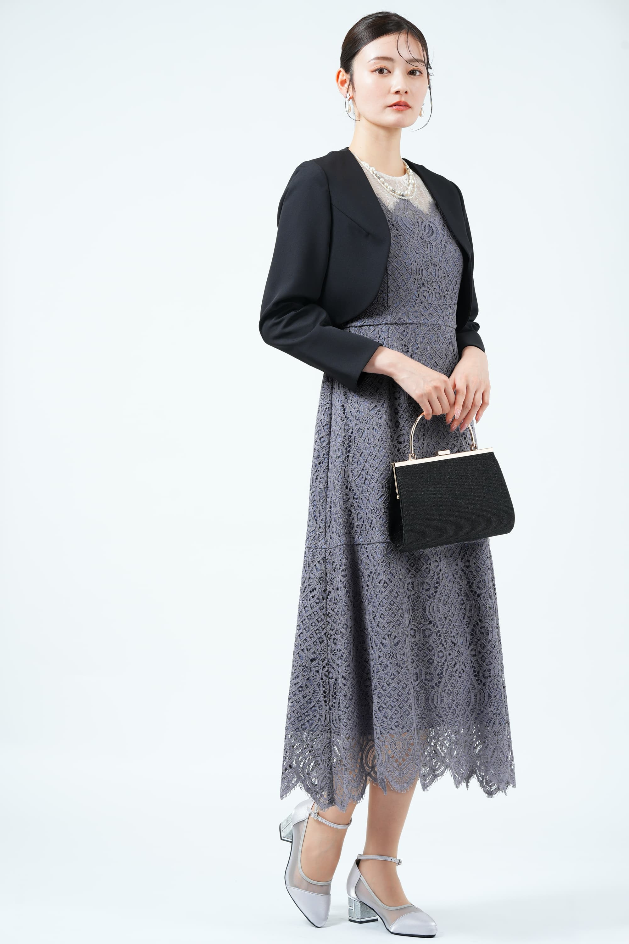 GRACE CONTINENTAL スカラレース切り替えパープルグレードレス (M) を