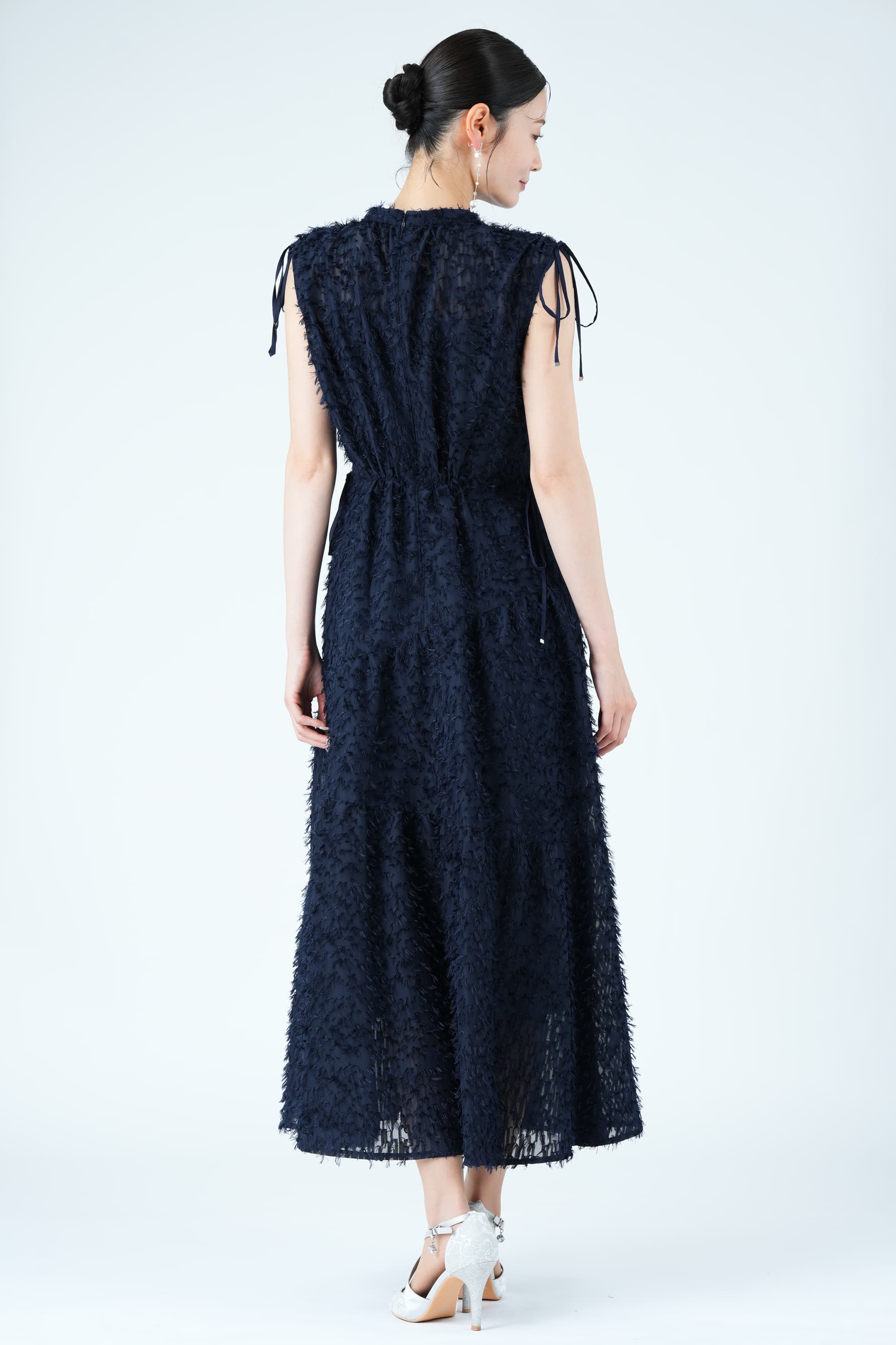 フリンジティアードネイビードレス