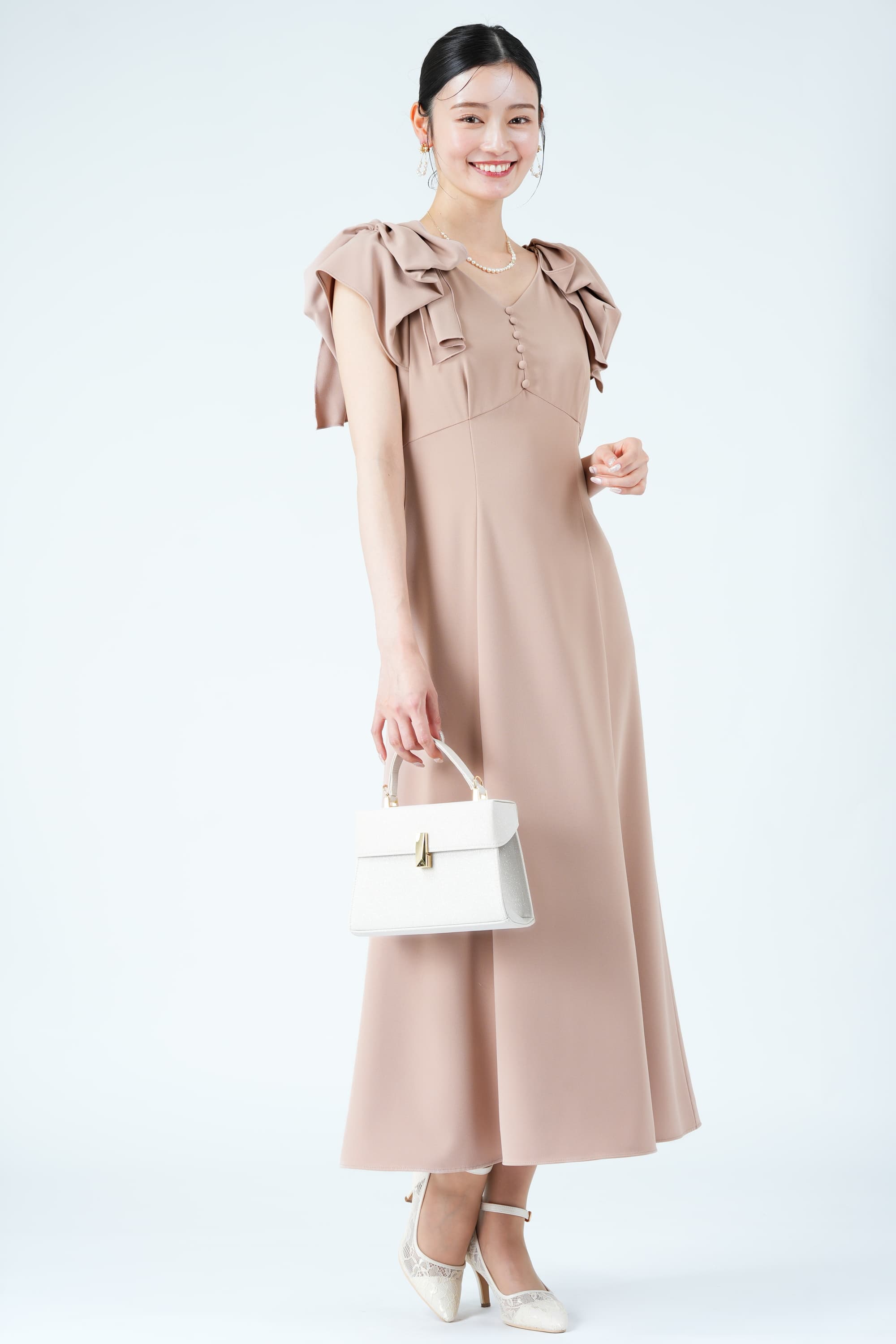 SNIDEL リボンショルダーピンクドレス (S) をレンタル - 結婚式