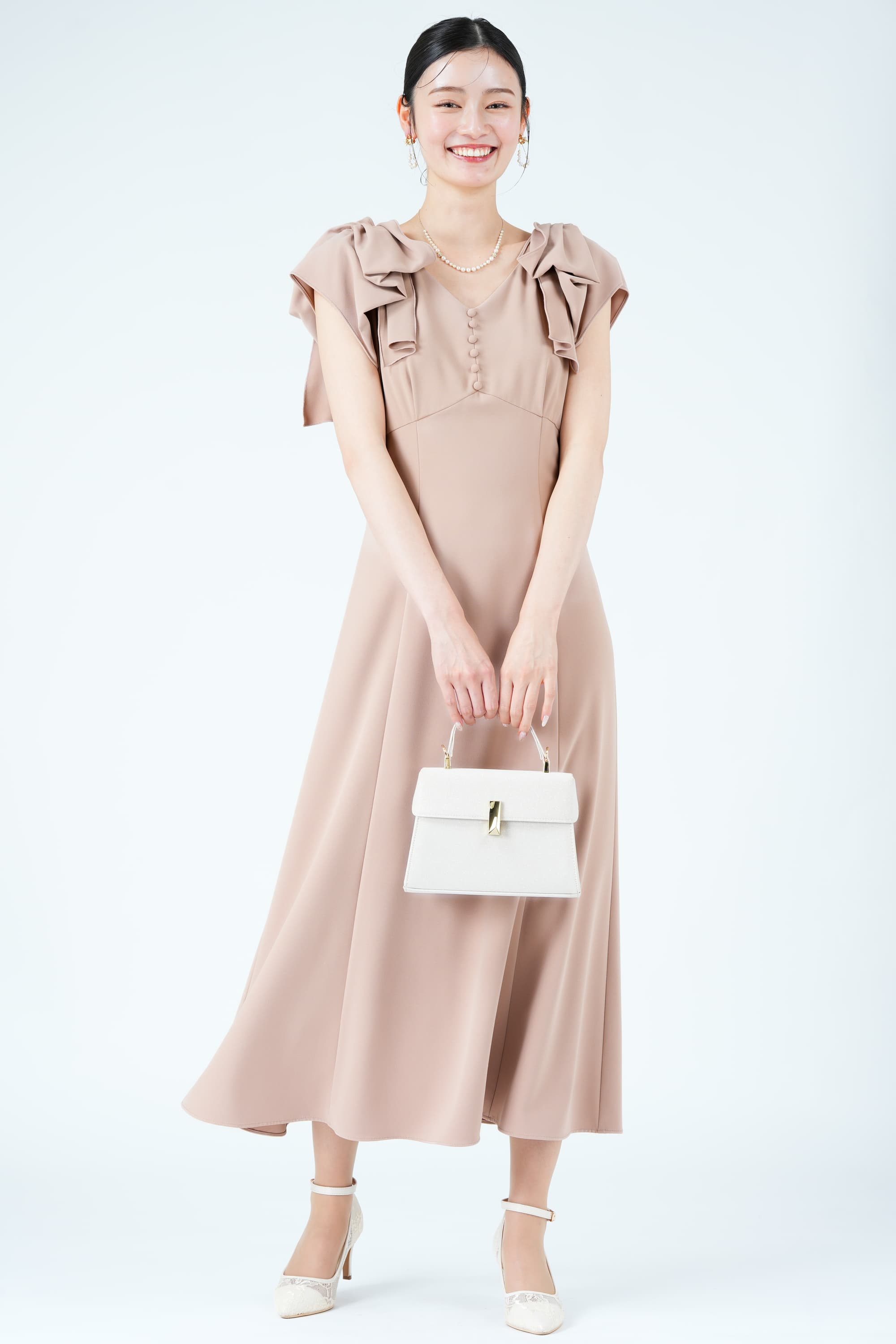 ストラップストラップ付きコットンドレス TWIST CAMISOLE DRESS(36 BEIGE): DRESSjosemoon