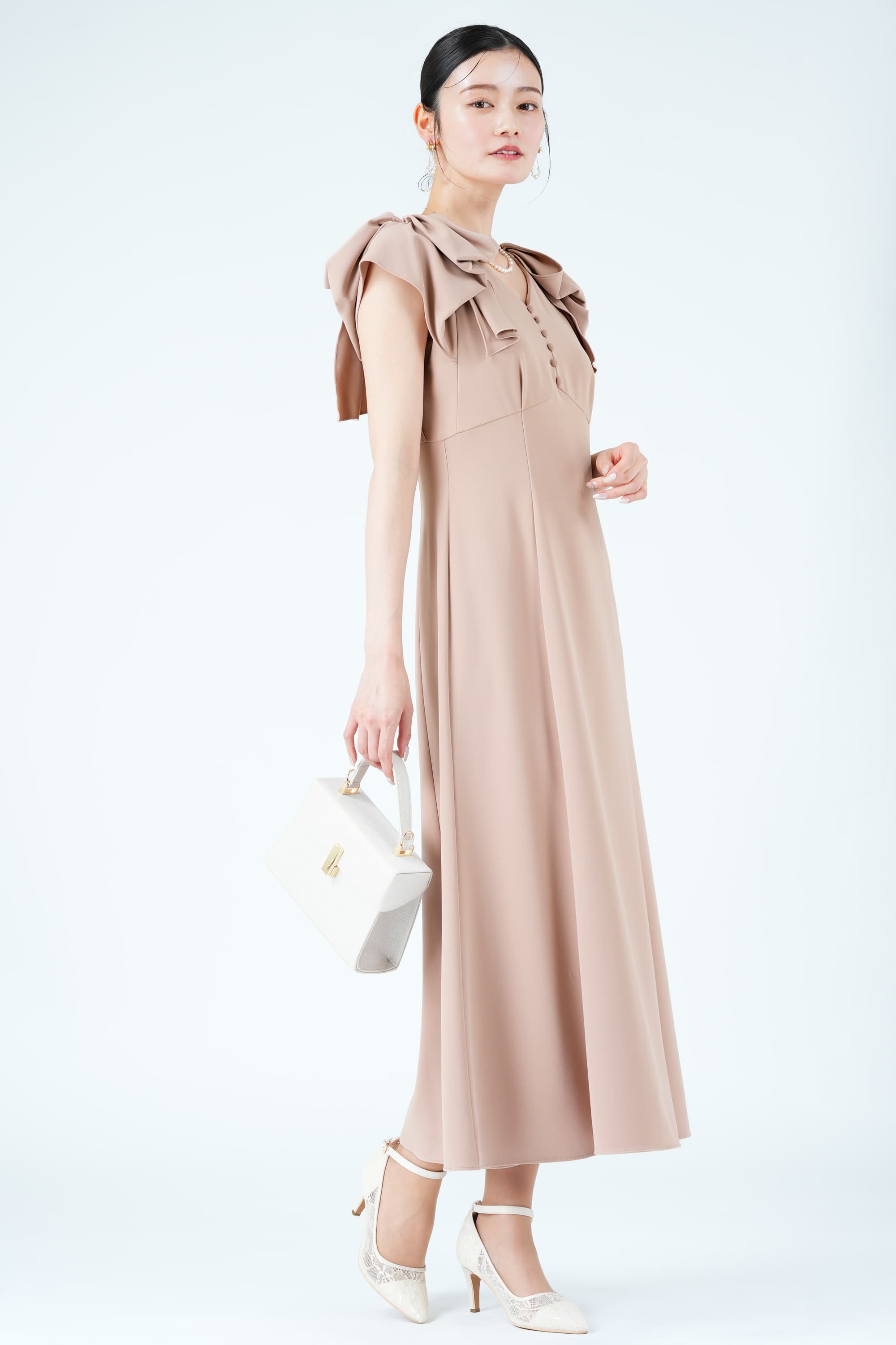 SNIDEL リボンショルダーピンクドレス (M) をレンタル - 結婚式