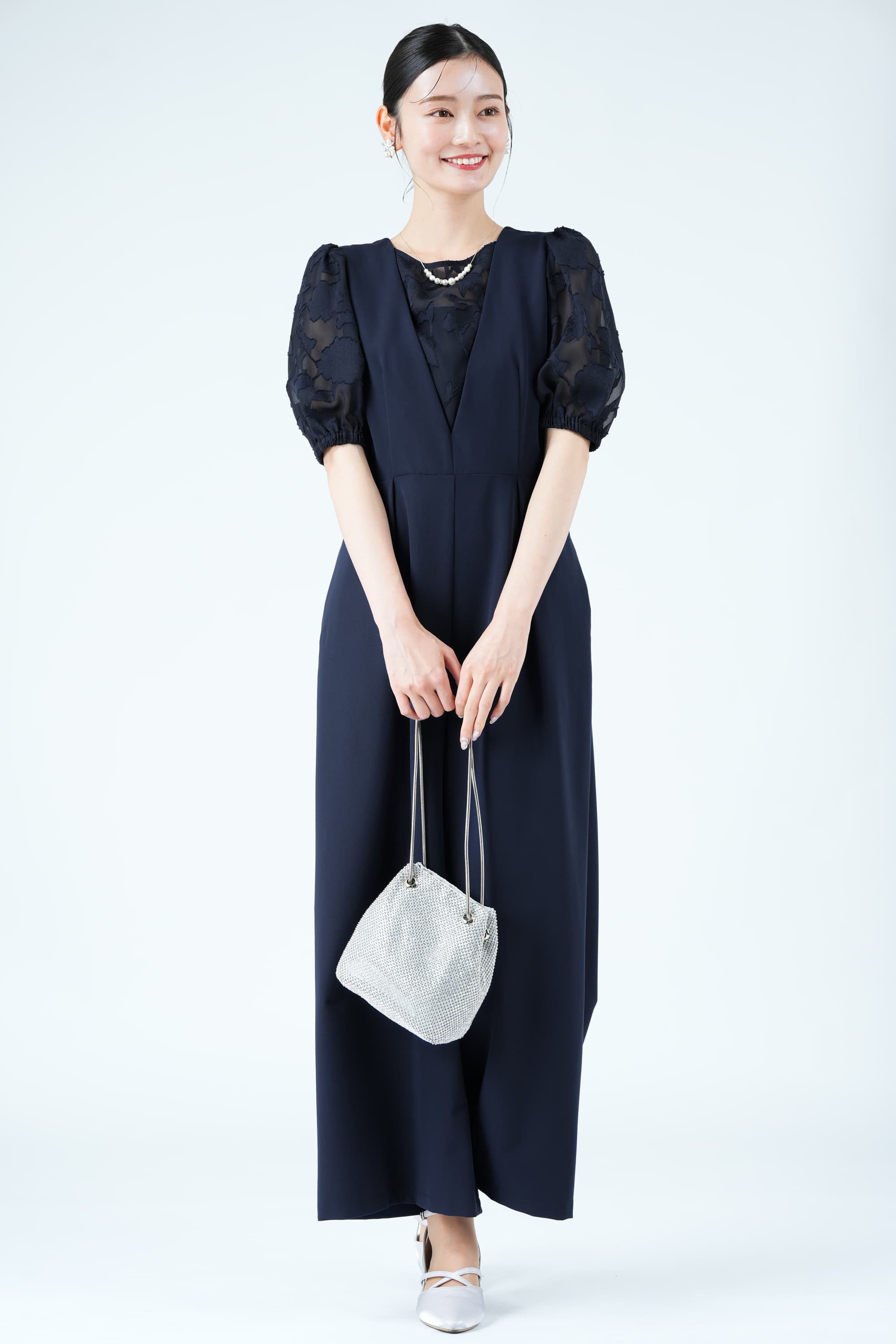 Dorry Doll ラインストーン巾着ポシェットシルバーバッグ を