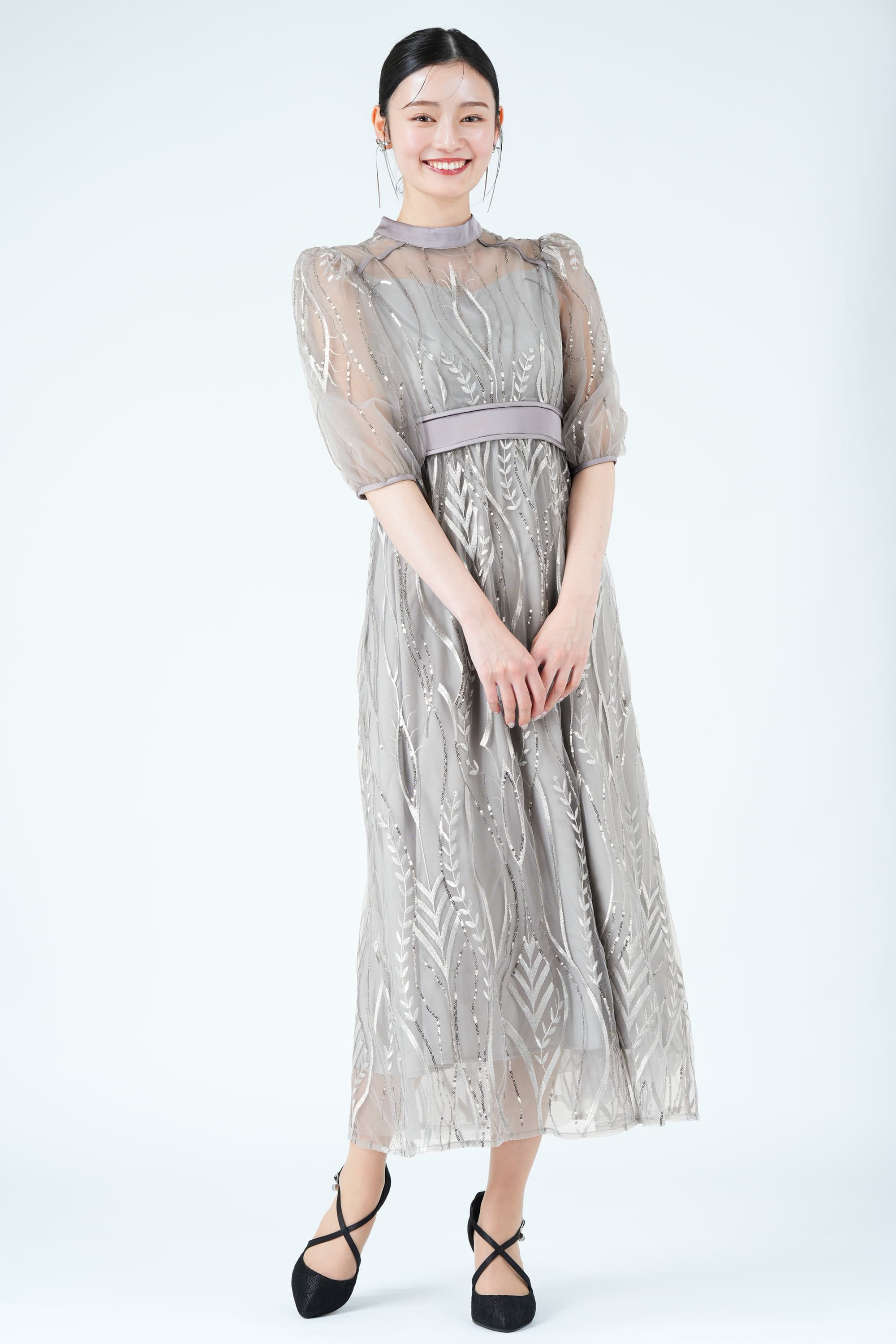 スパンコールウェーブ刺繍グレードレス