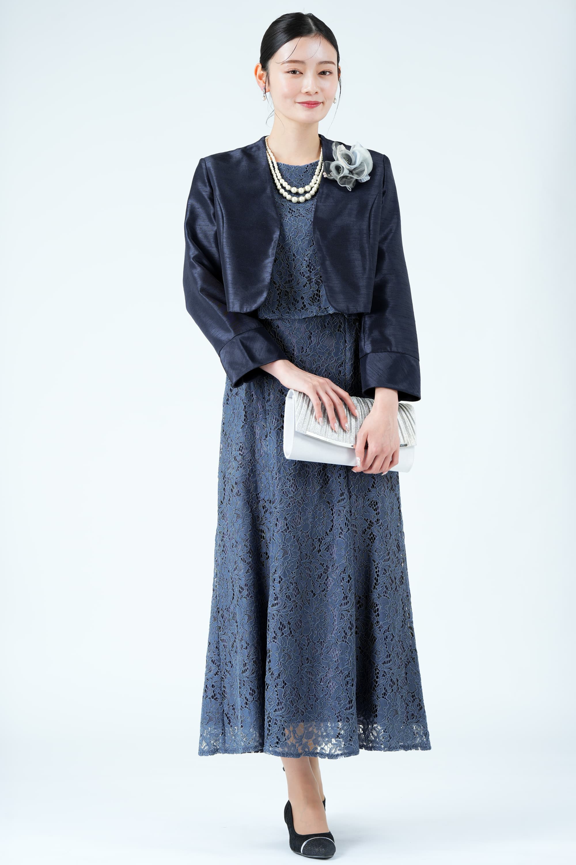 手数料安い LUXE GRACE をレンタル (M〜L) シンプル光沢ネイビージャケット ジャケット・アウター