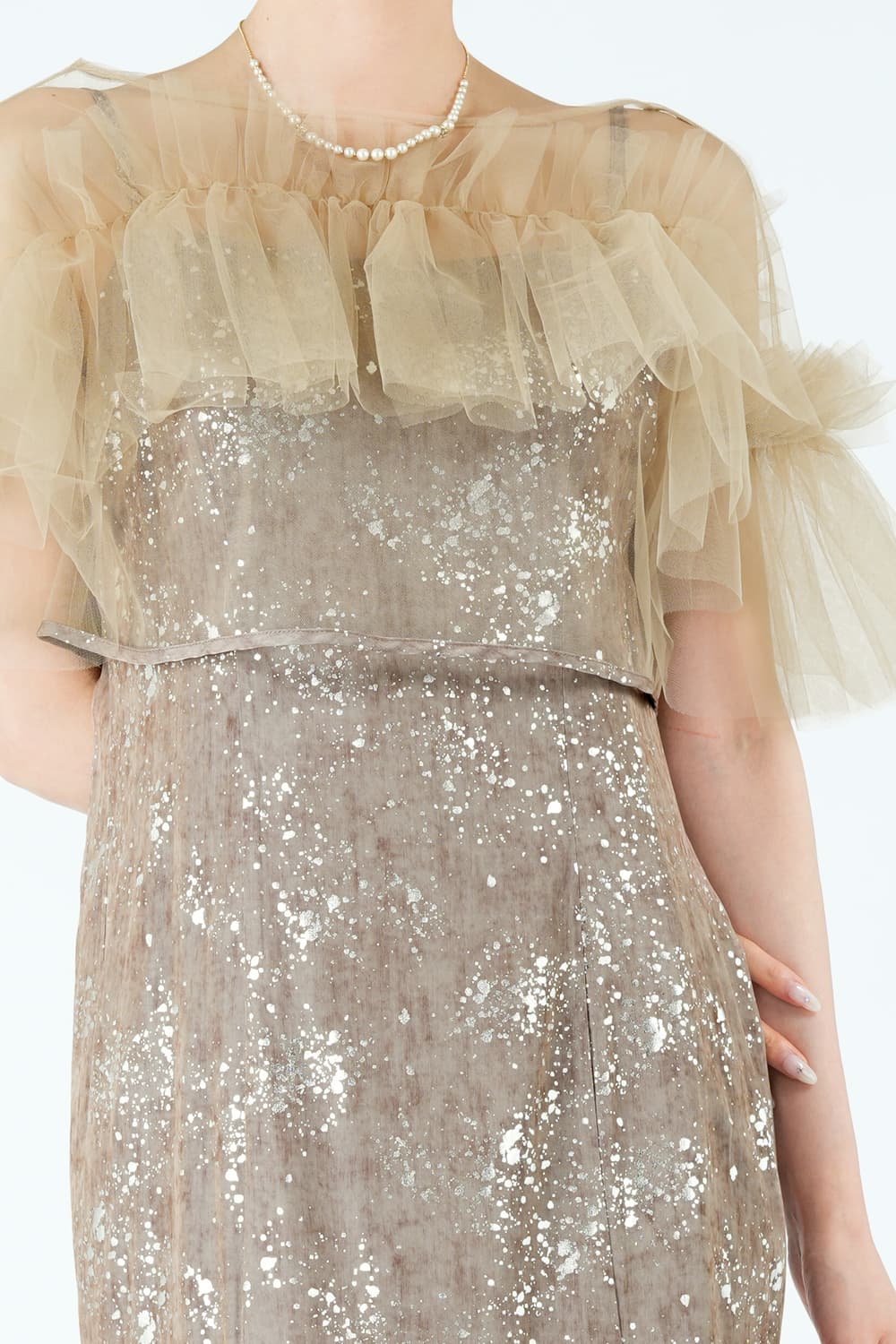 箔ペイントアッシュブラウンドレス