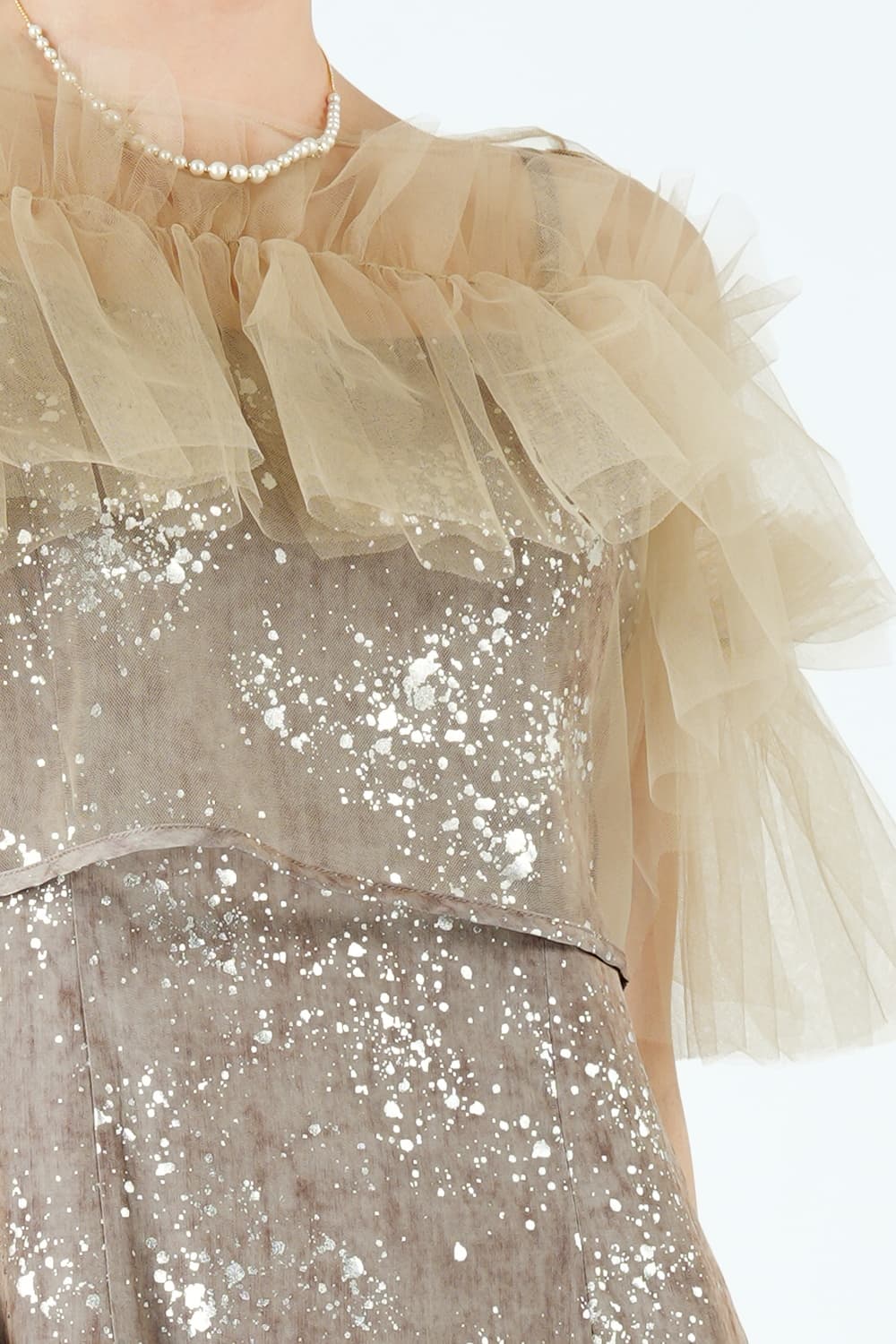 箔ペイントアッシュブラウンドレス