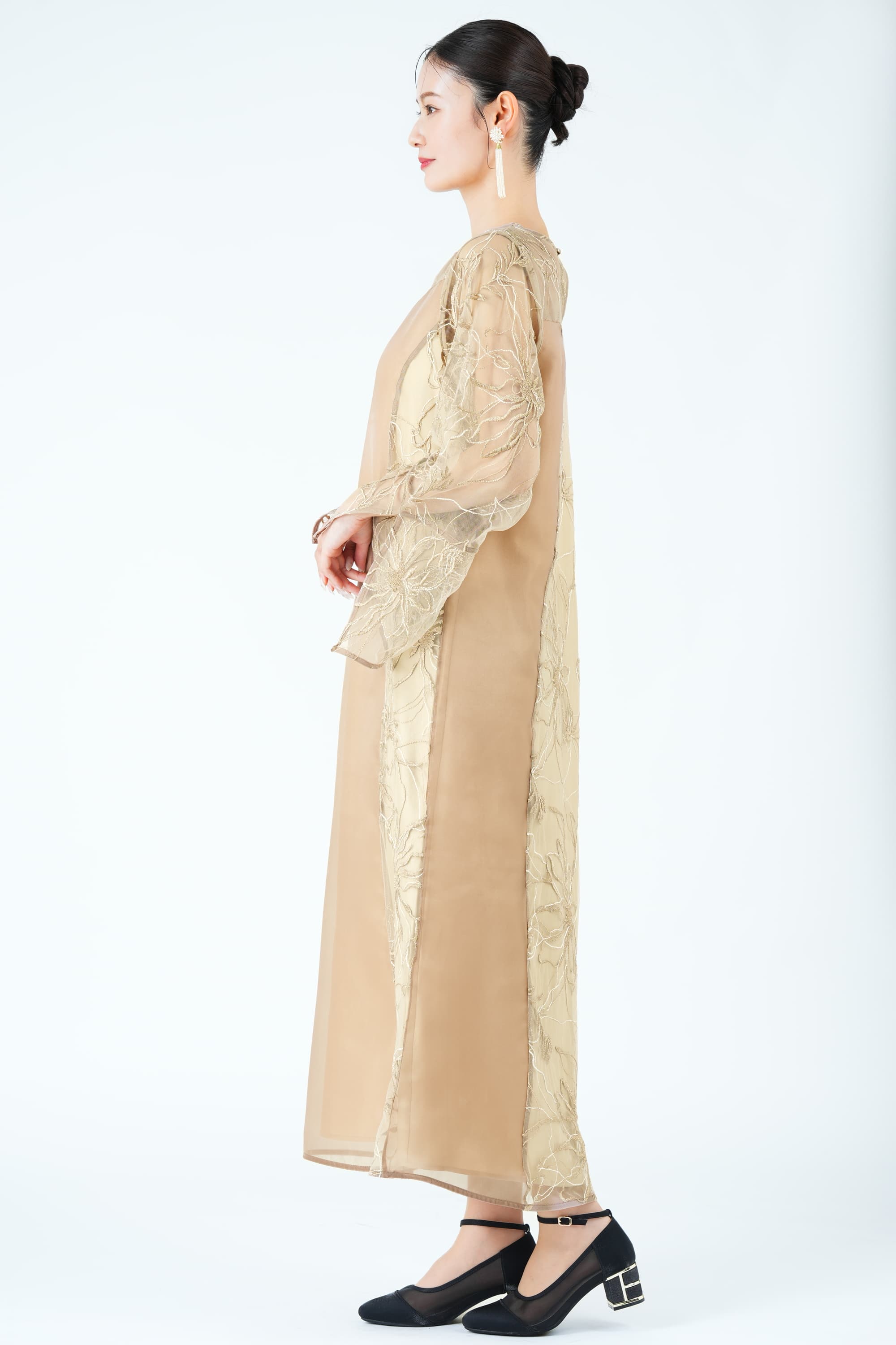 WILLFULLY チュール刺繍パネルベージュドレス (L) をレンタル