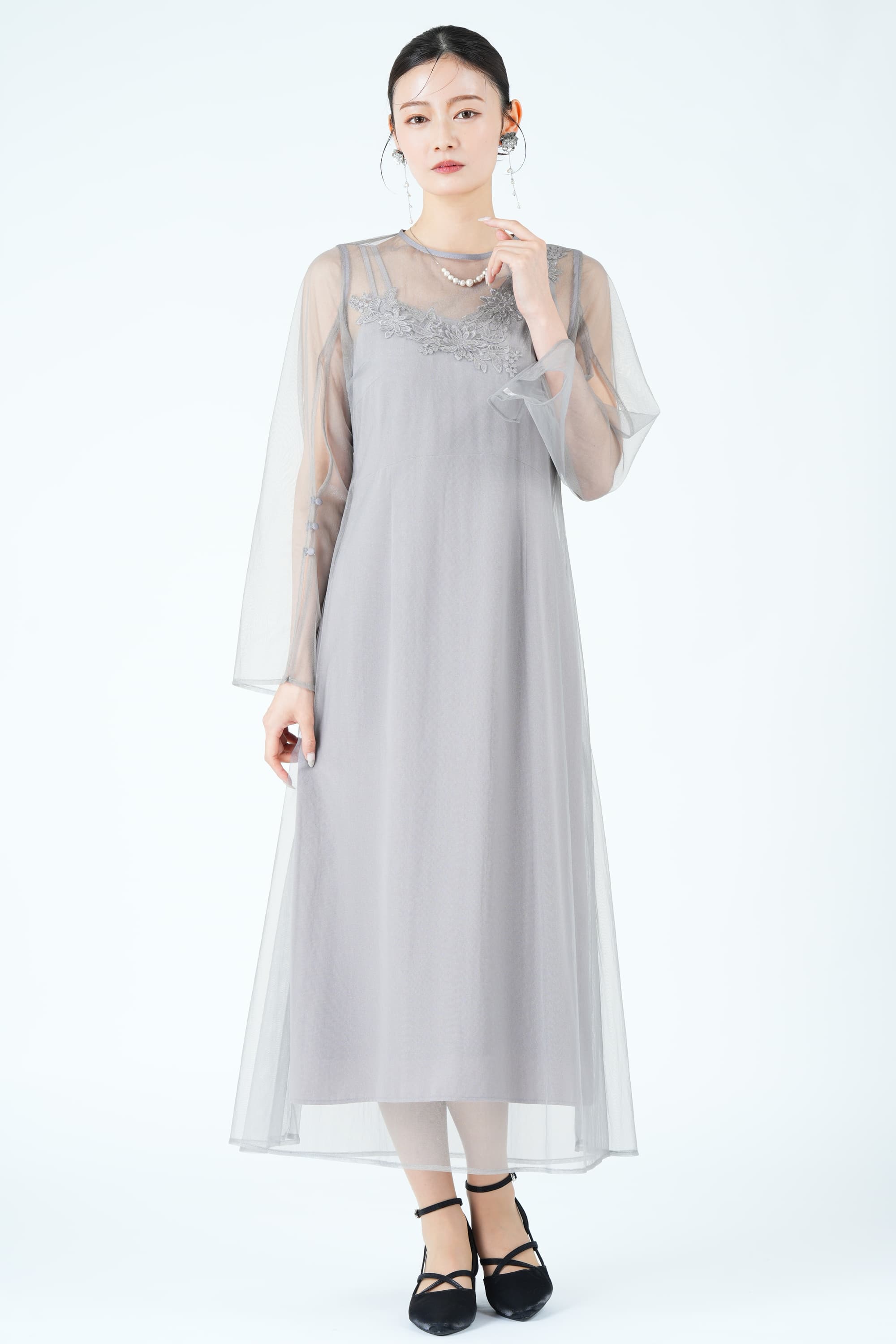 シアーグロウ花モチーフグレードレス