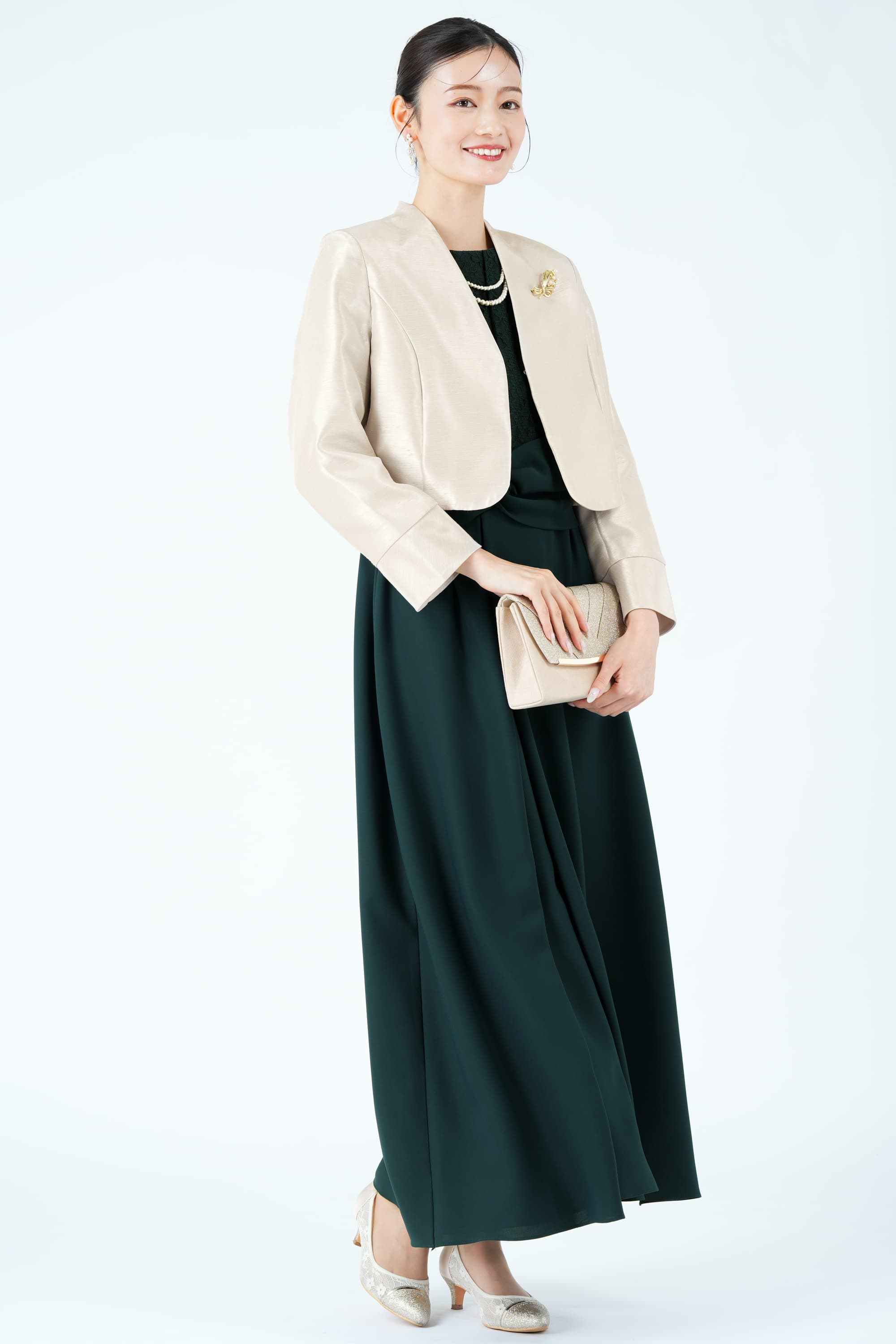 Dorry Doll ラメ×スウェードタッチベージュバッグ をレンタル - 結婚式