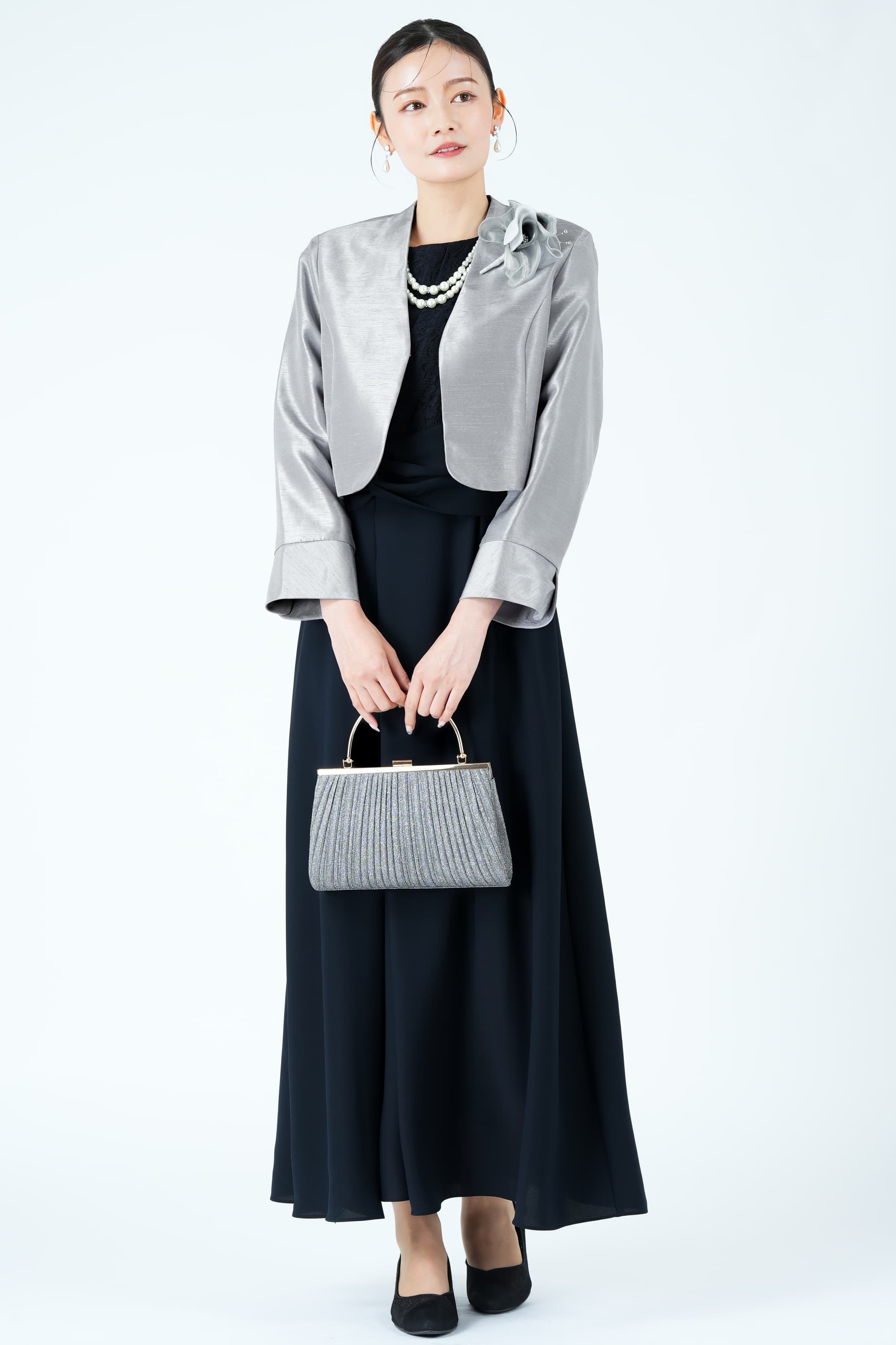 クロスウエストラップ風ネイビードレス