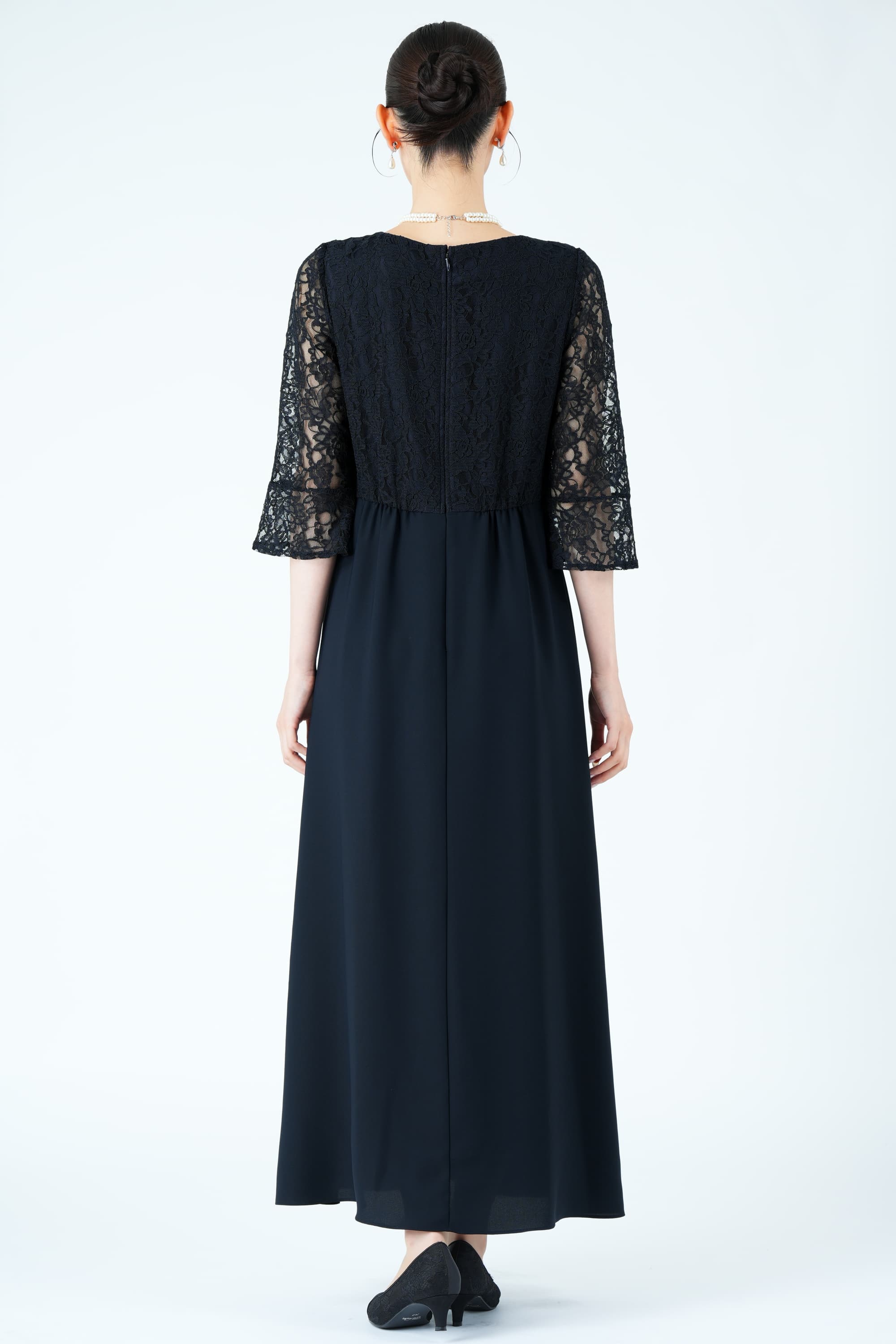 クロスウエストラップ風ネイビードレス