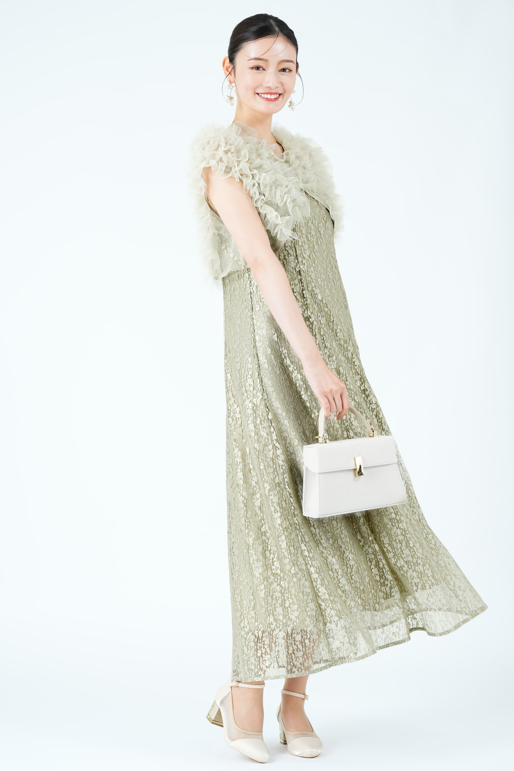 スクエア型ラメゴールドバッグ