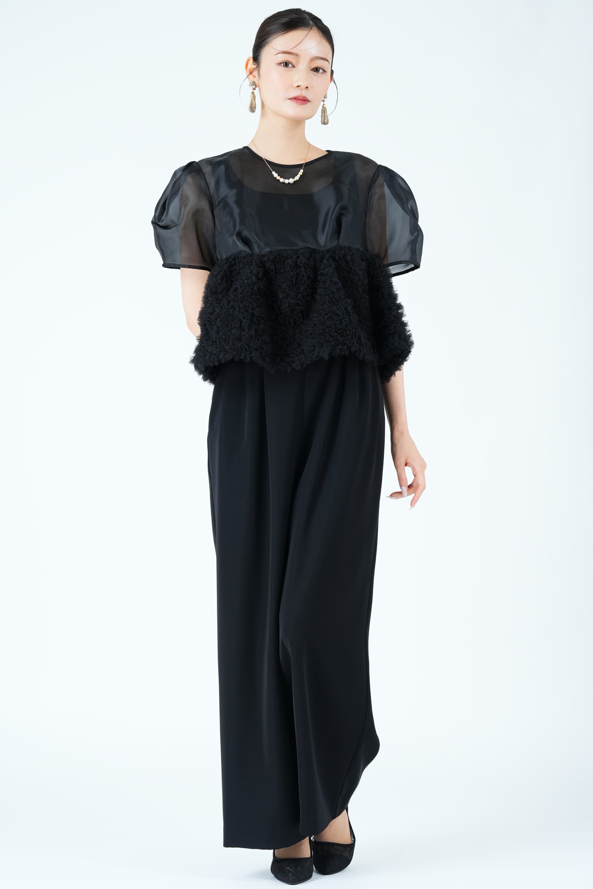 ANDRESD スウェルペプラムブラックパンツドレス (S) をレンタル