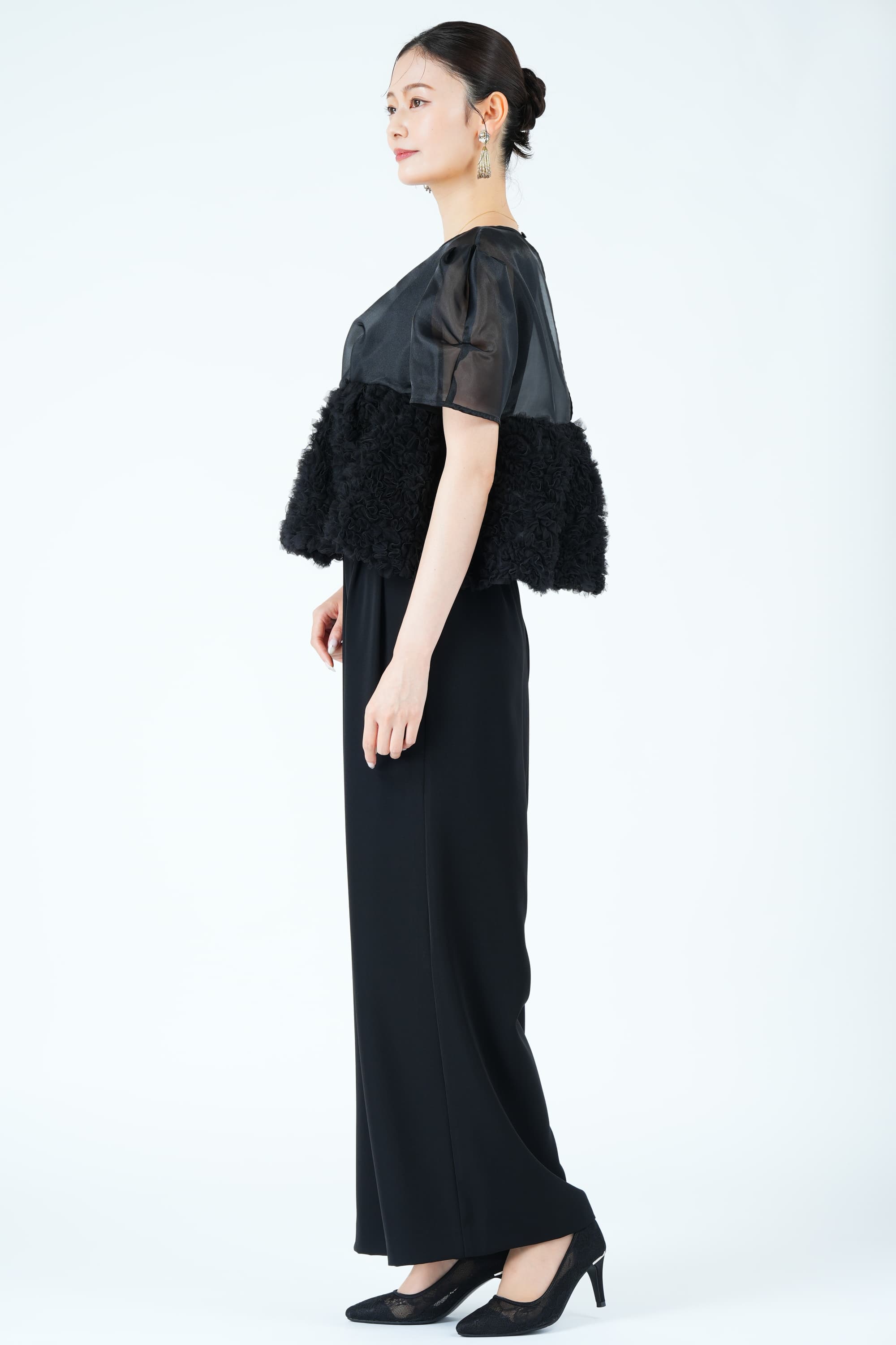 スウェルペプラムブラックパンツドレス