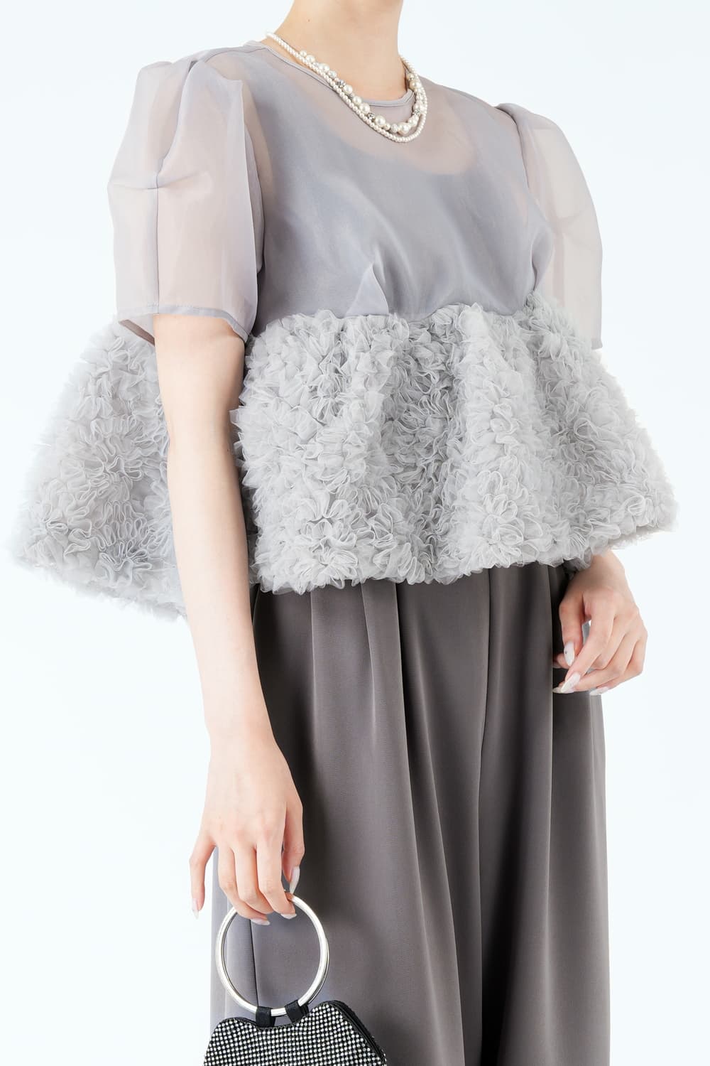 スウェルペプラムグレーパンツドレス