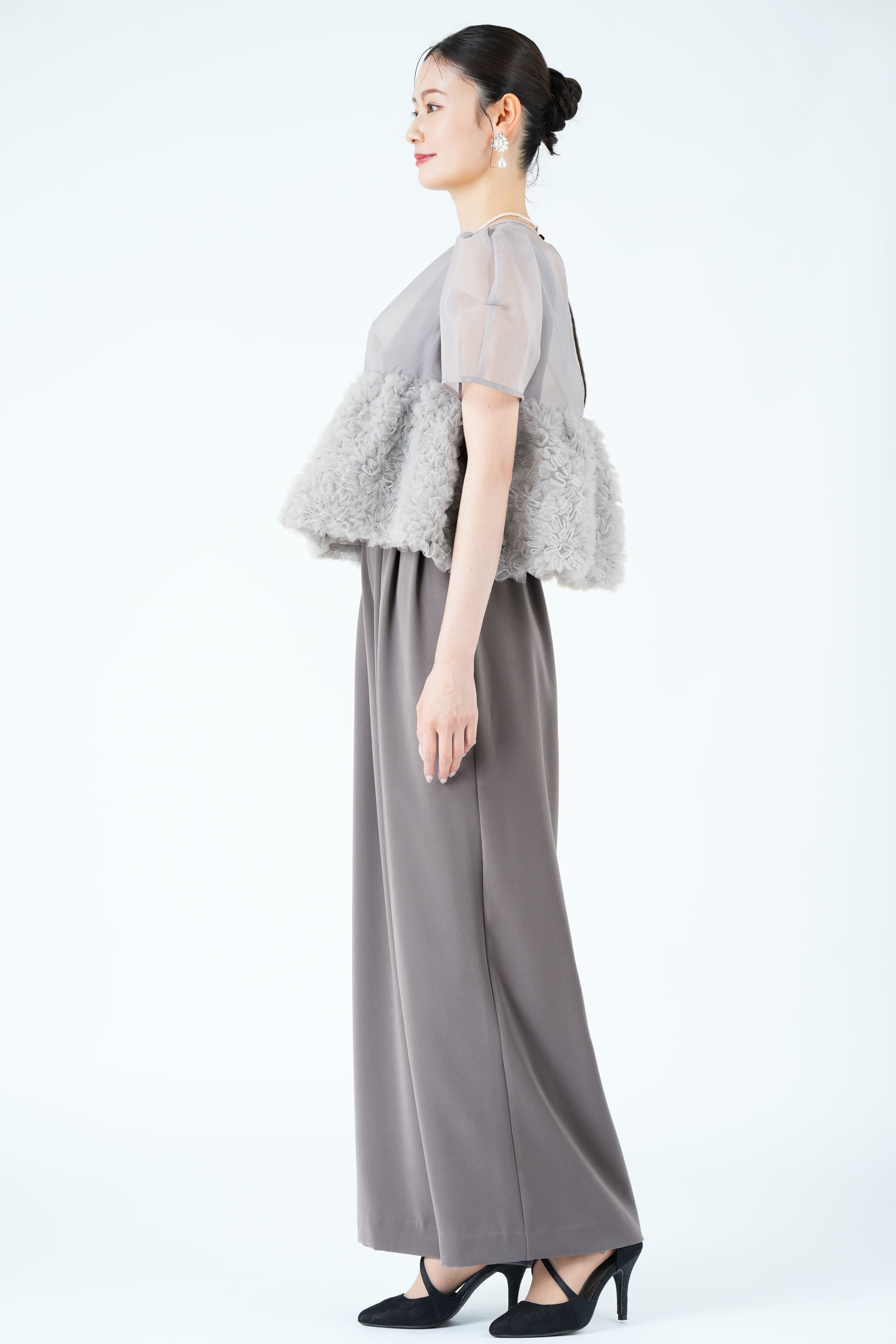 スウェルペプラムグレーパンツドレス